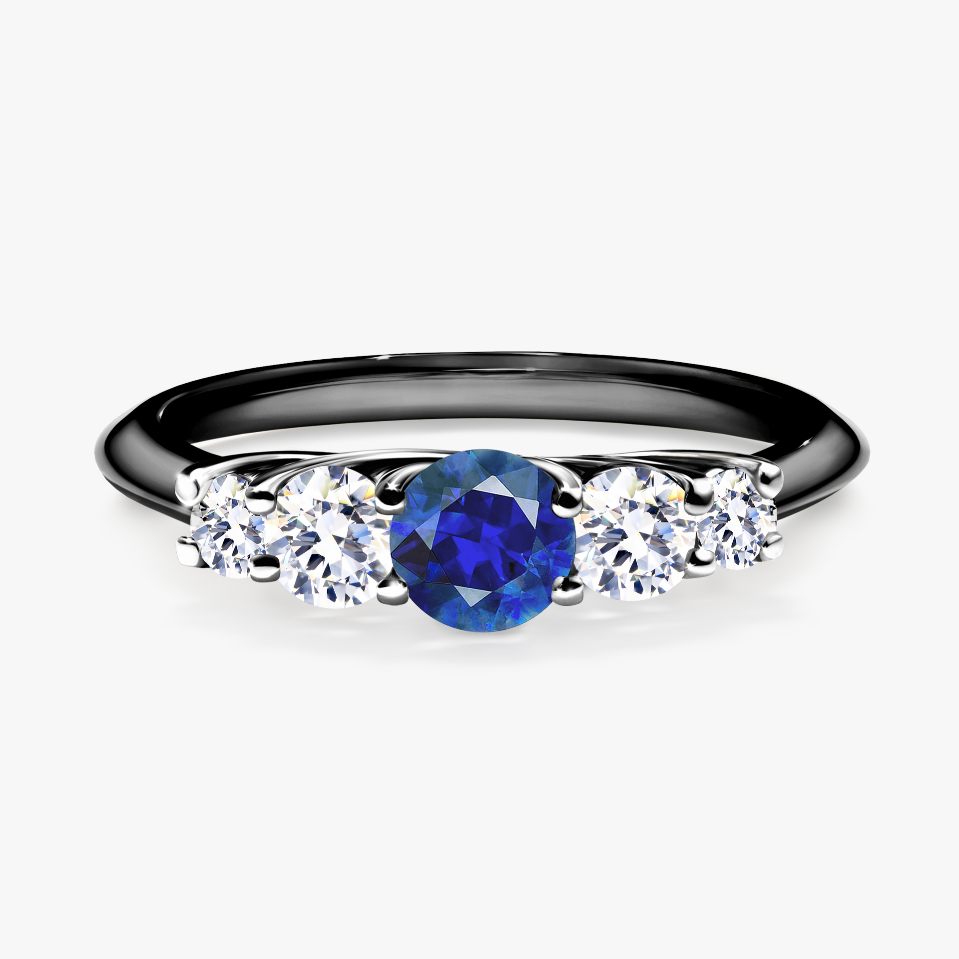 Pierścionek zaręczynowy My Darling z czarnego złota z szafirem niebieskim 0,53ct