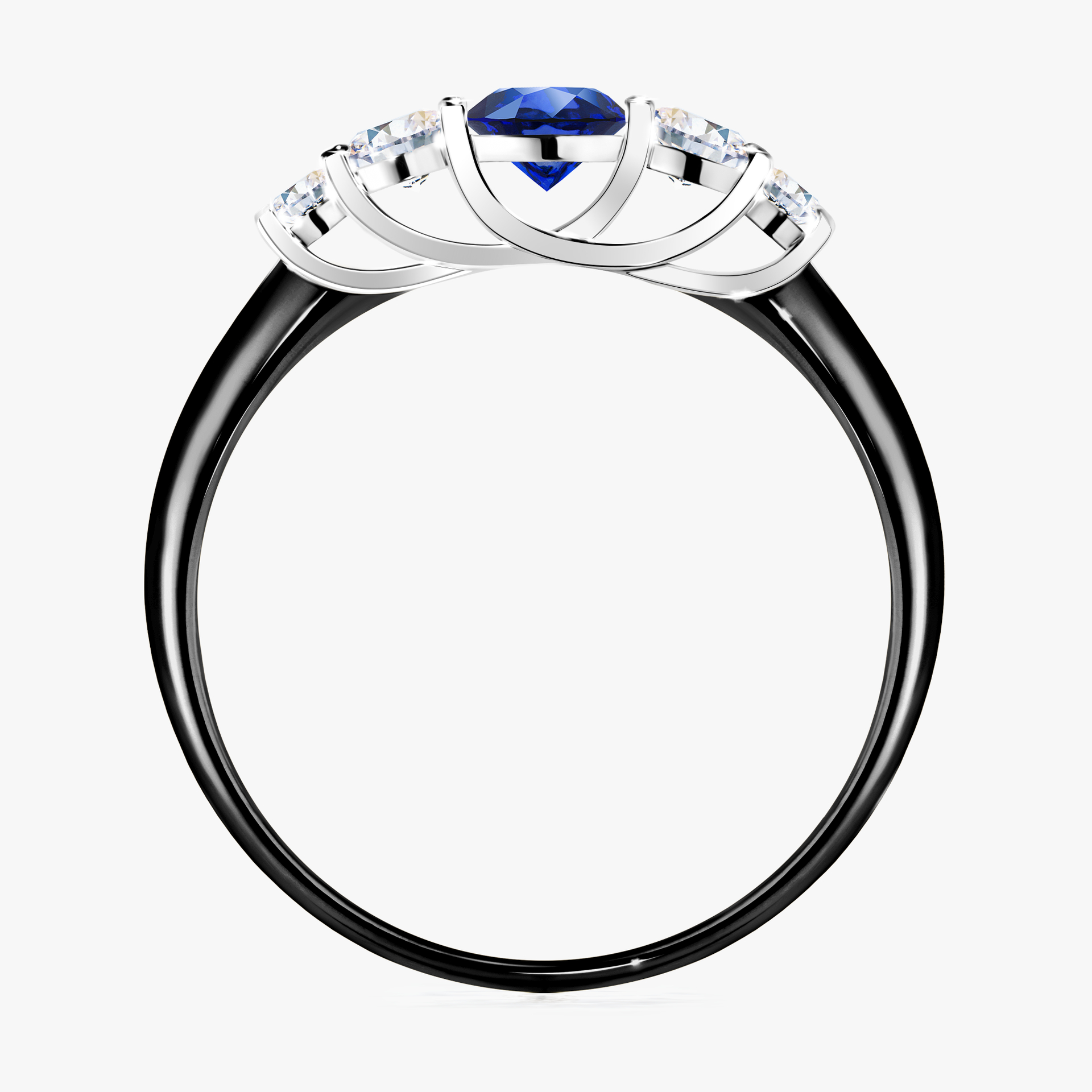 Pierścionek zaręczynowy My Darling z czarnego złota z szafirem niebieskim 0,53ct