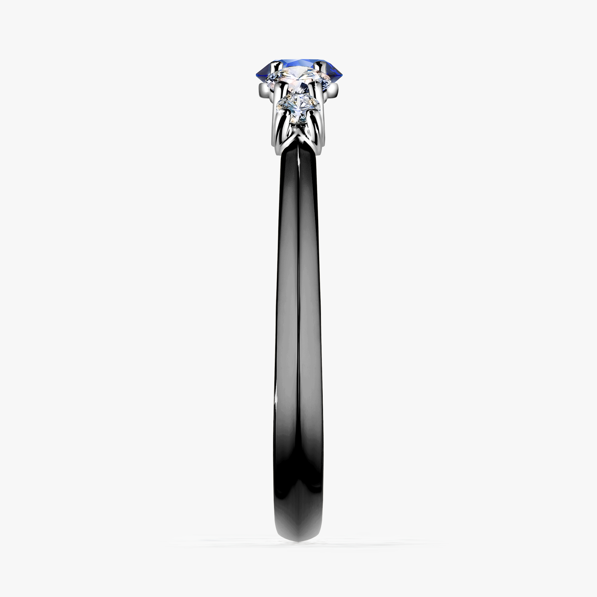 Pierścionek zaręczynowy My Darling z czarnego złota z szafirem niebieskim 0,53ct