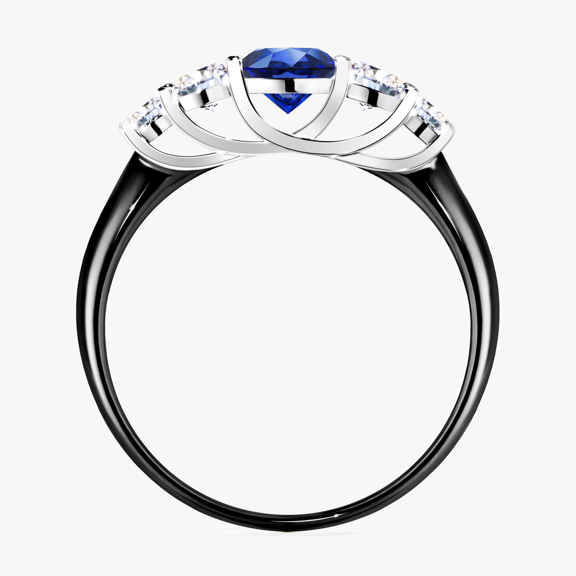 Pierścionek zaręczynowy My Darling z czarnego złota z szafirem niebieskim 0,96ct