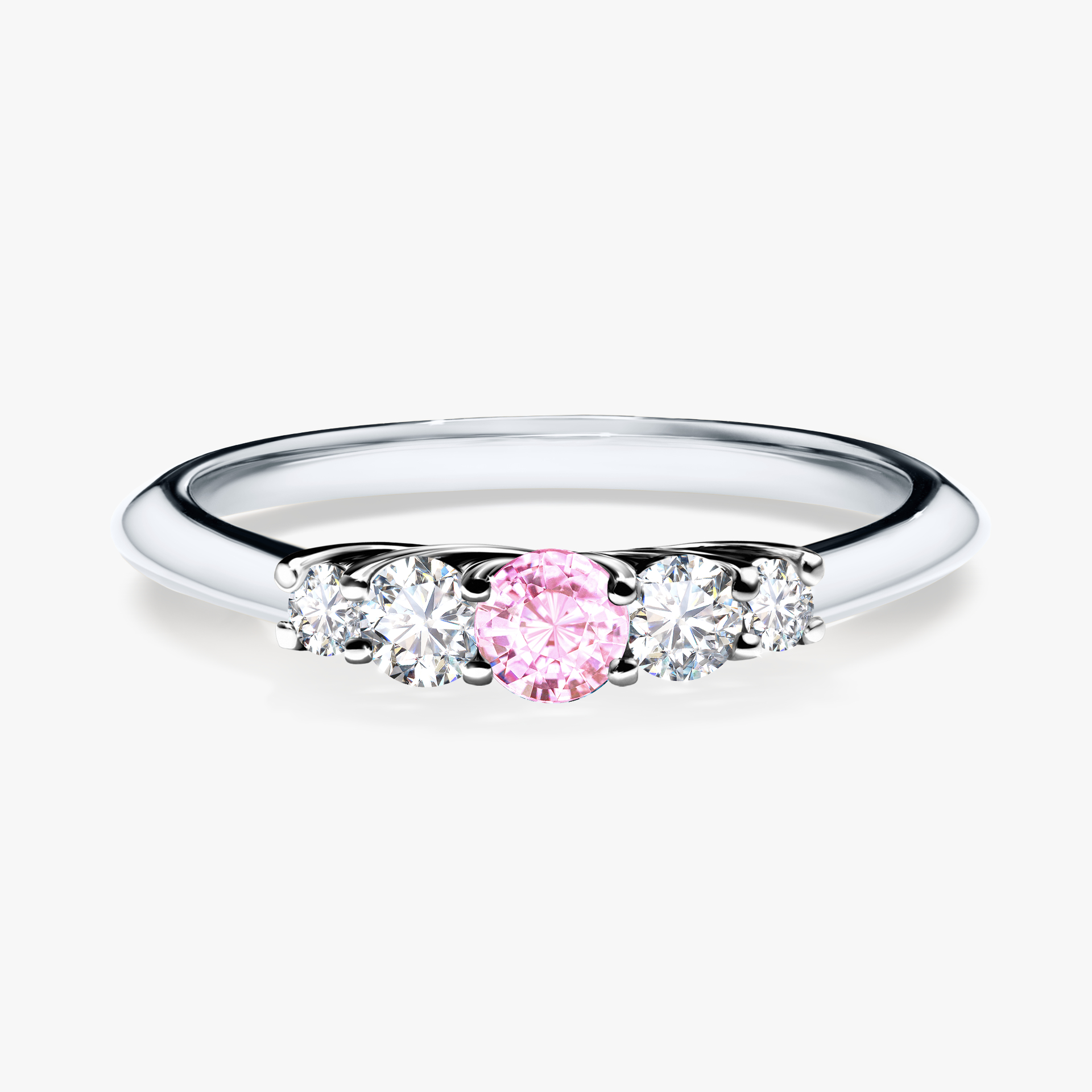 Pierścionek zaręczynowy My Darling z białego złota z szafirem różowym 0,22ct