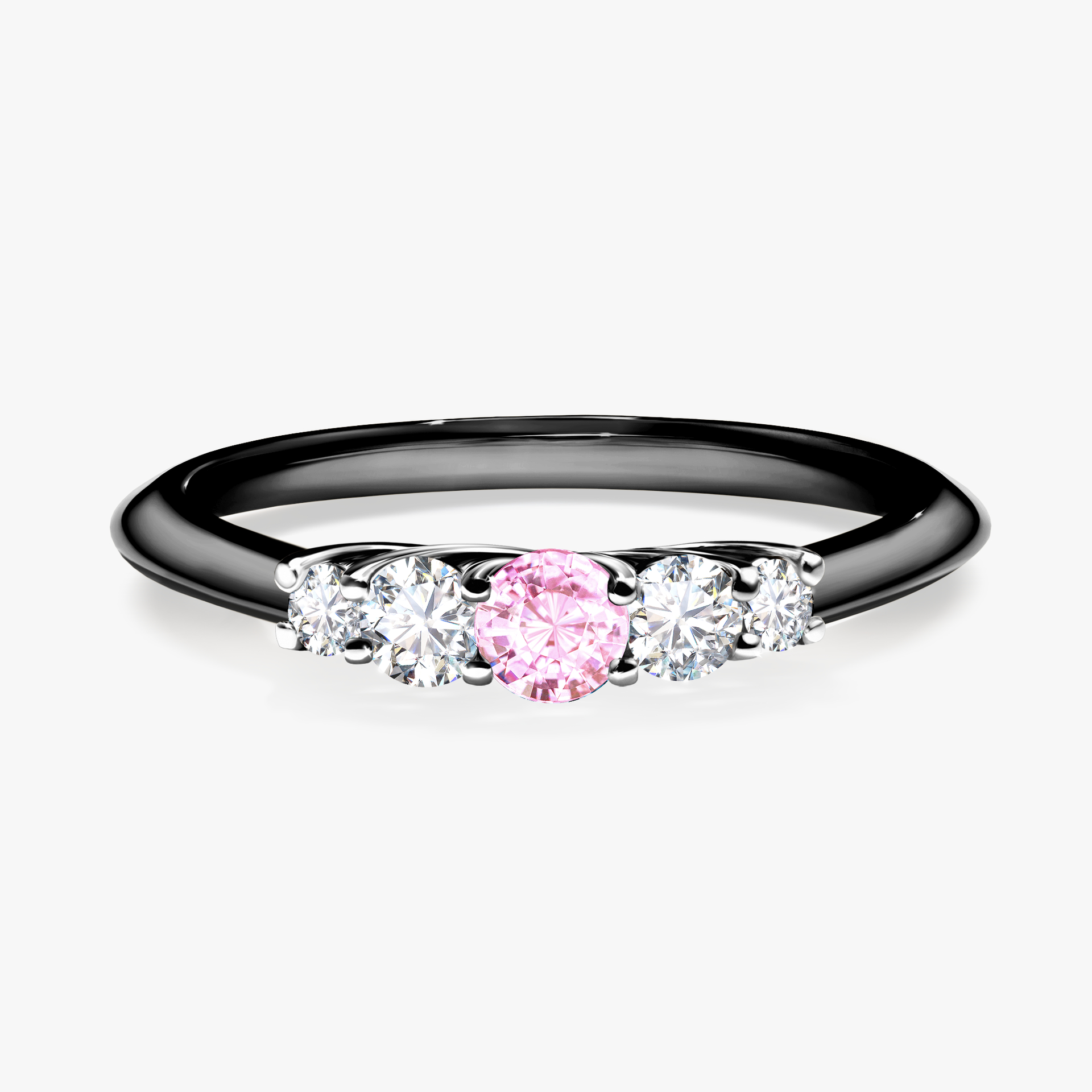 Pierścionek zaręczynowy My Darling z czarnego złota z szafirem różowym 0,22ct