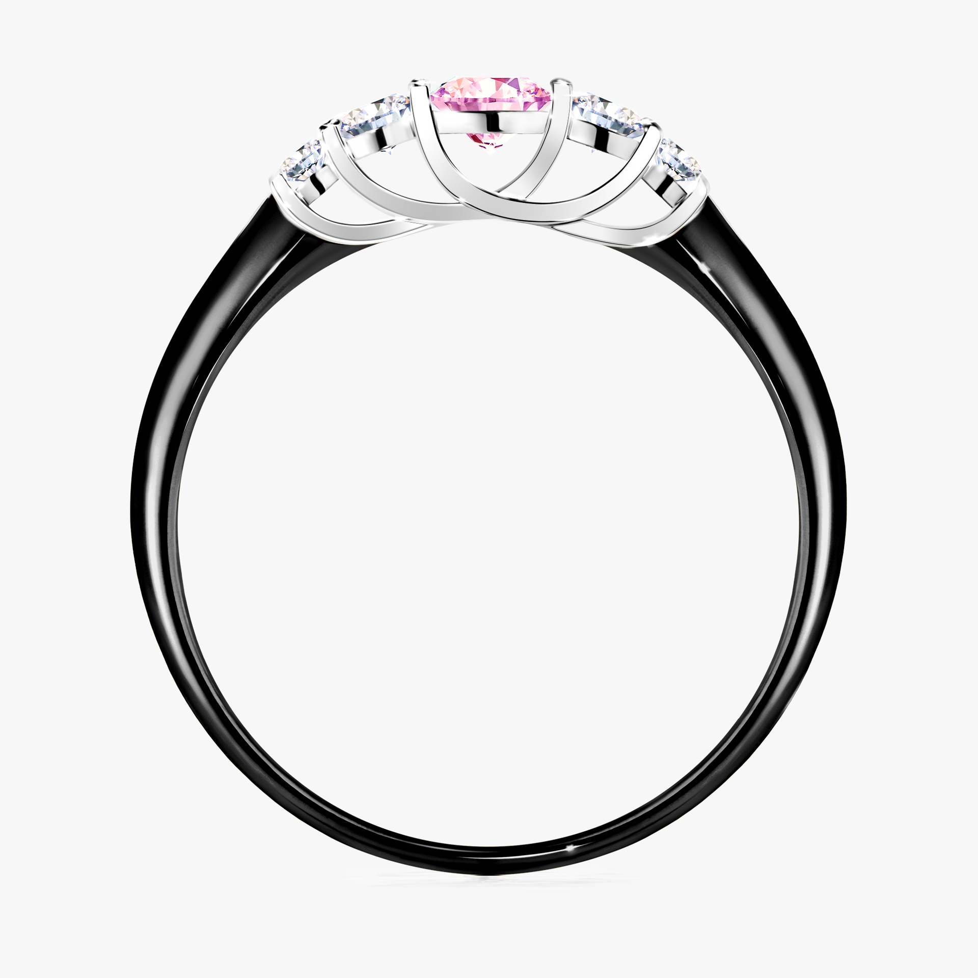 Pierścionek zaręczynowy My Darling z czarnego złota z szafirem różowym 0,22ct