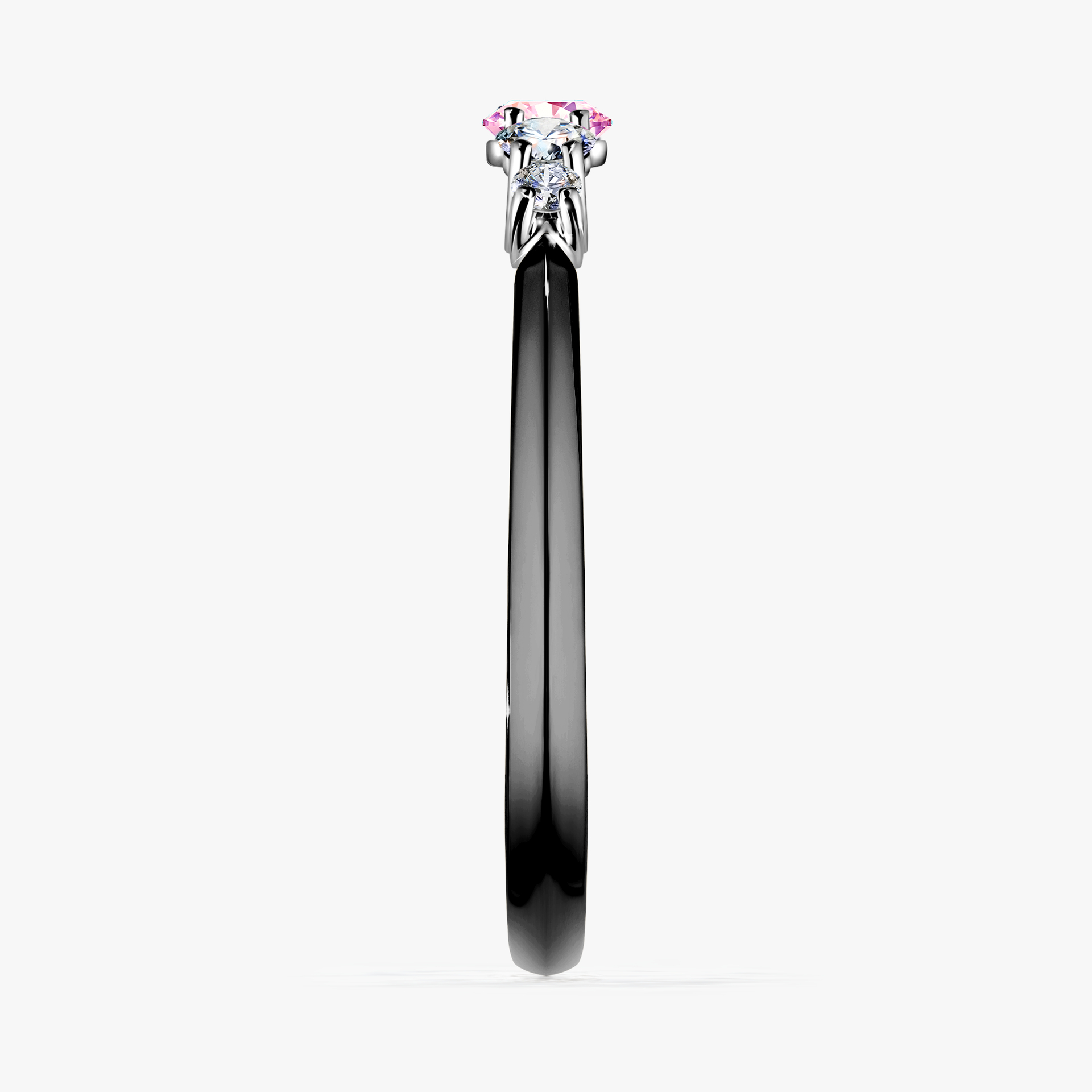Pierścionek zaręczynowy My Darling z czarnego złota z szafirem różowym 0,22ct