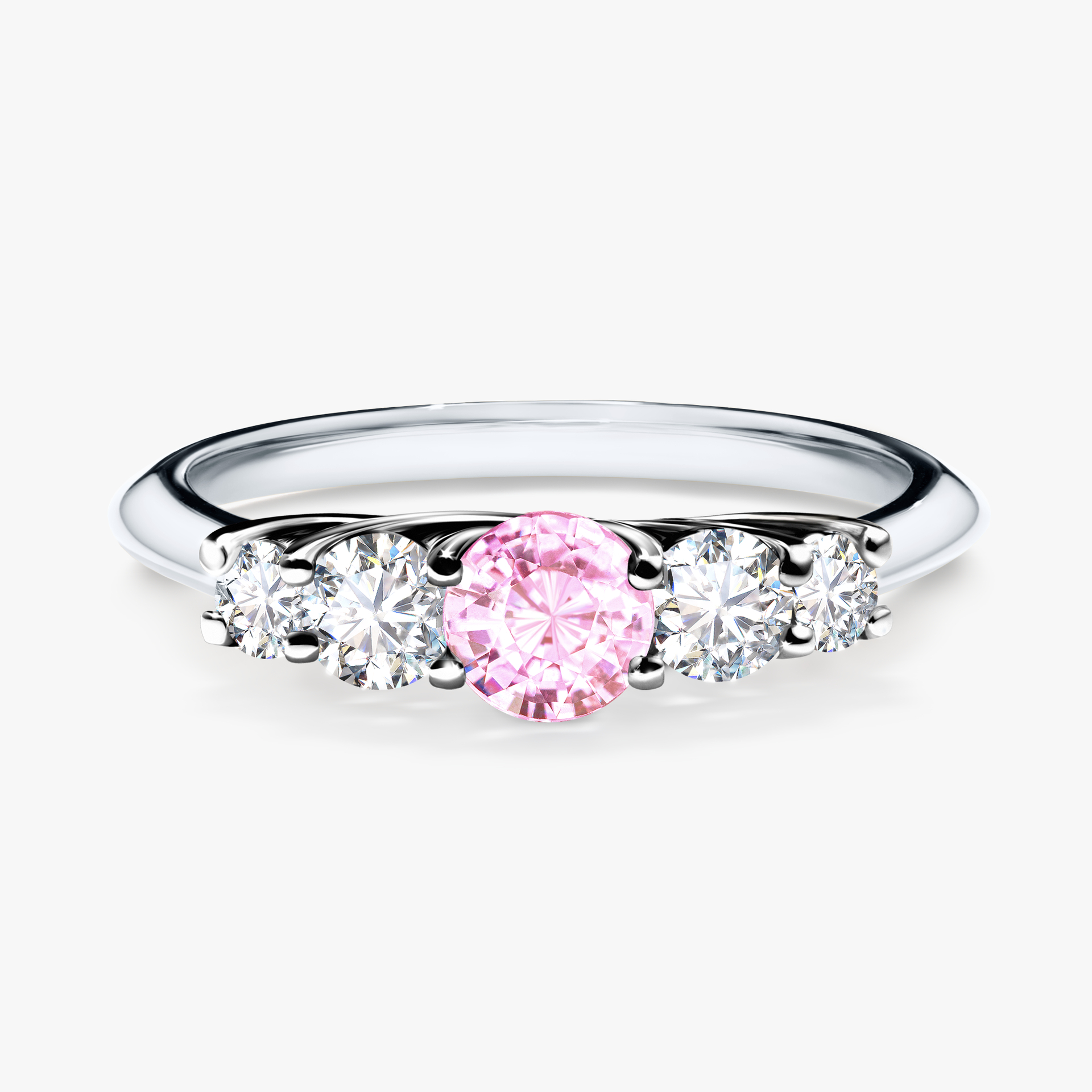 Pierścionek zaręczynowy My Darling z białego złota z szafirem różowym 0,53ct
