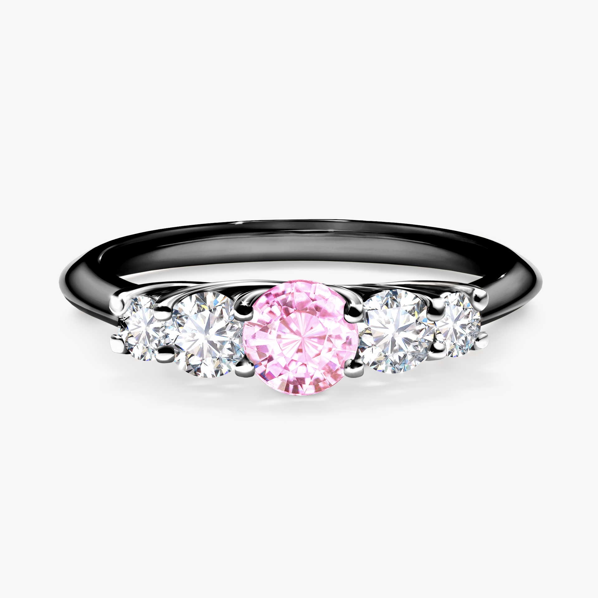 Pierścionek zaręczynowy My Darling z czarnego złota z szafirem różowym 0,53ct
