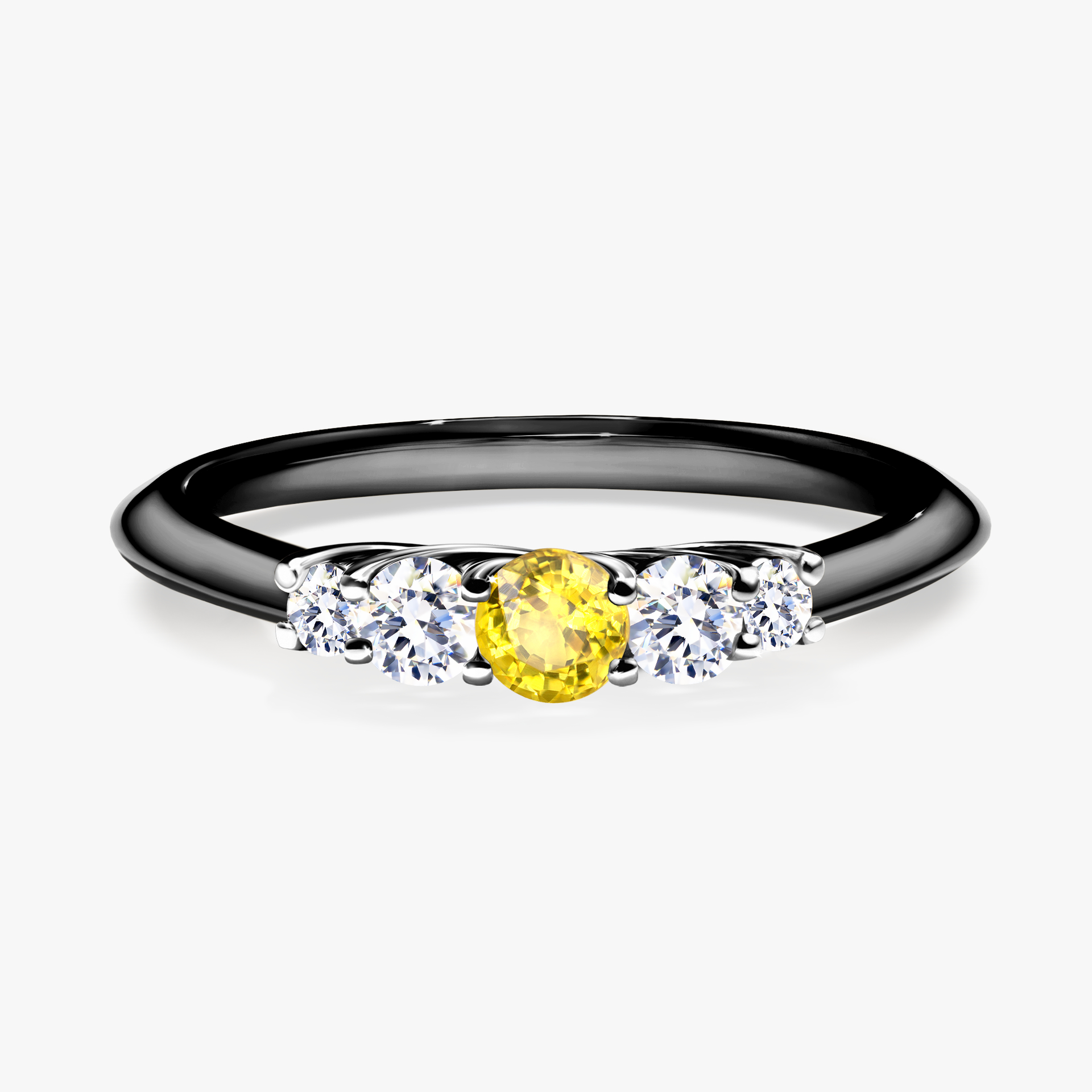Pierścionek zaręczynowy My Darling z czarnego złota z szafirem żółtym 0,22ct