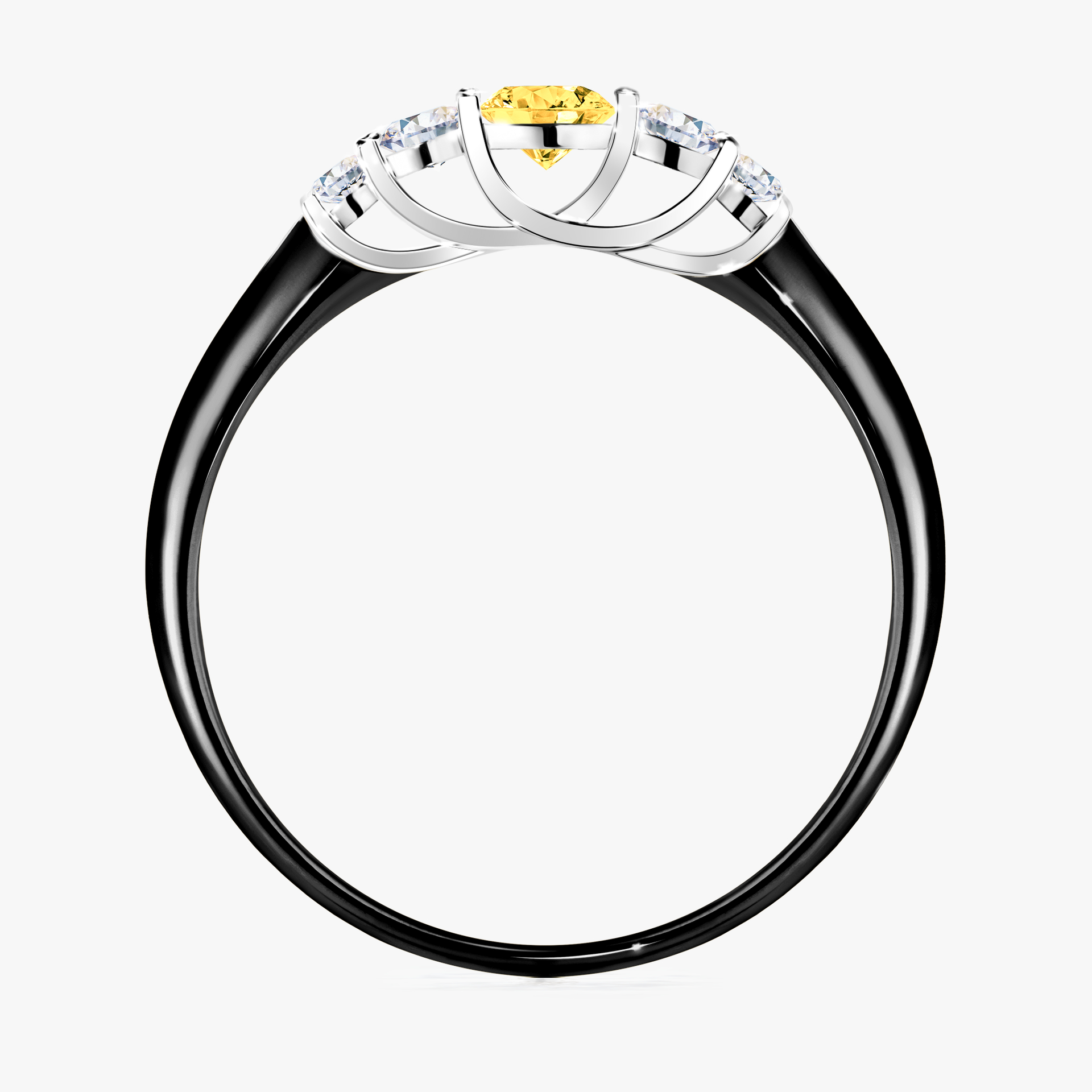 Pierścionek zaręczynowy My Darling z czarnego złota z szafirem żółtym 0,22ct