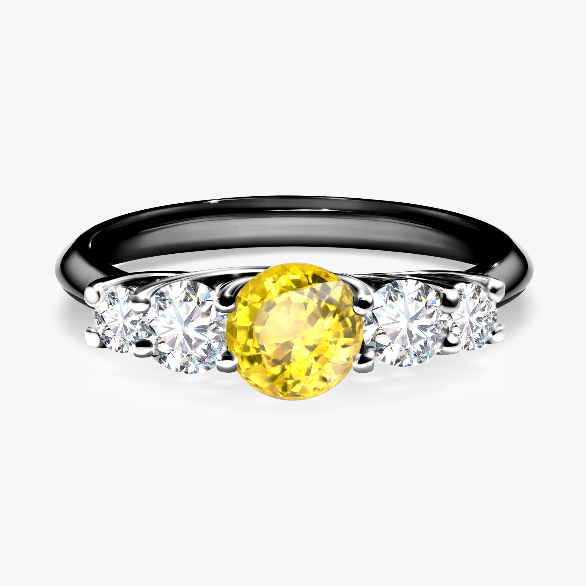 Pierścionek zaręczynowy My Darling z czarnego złota z szafirem żółtym 0,96ct