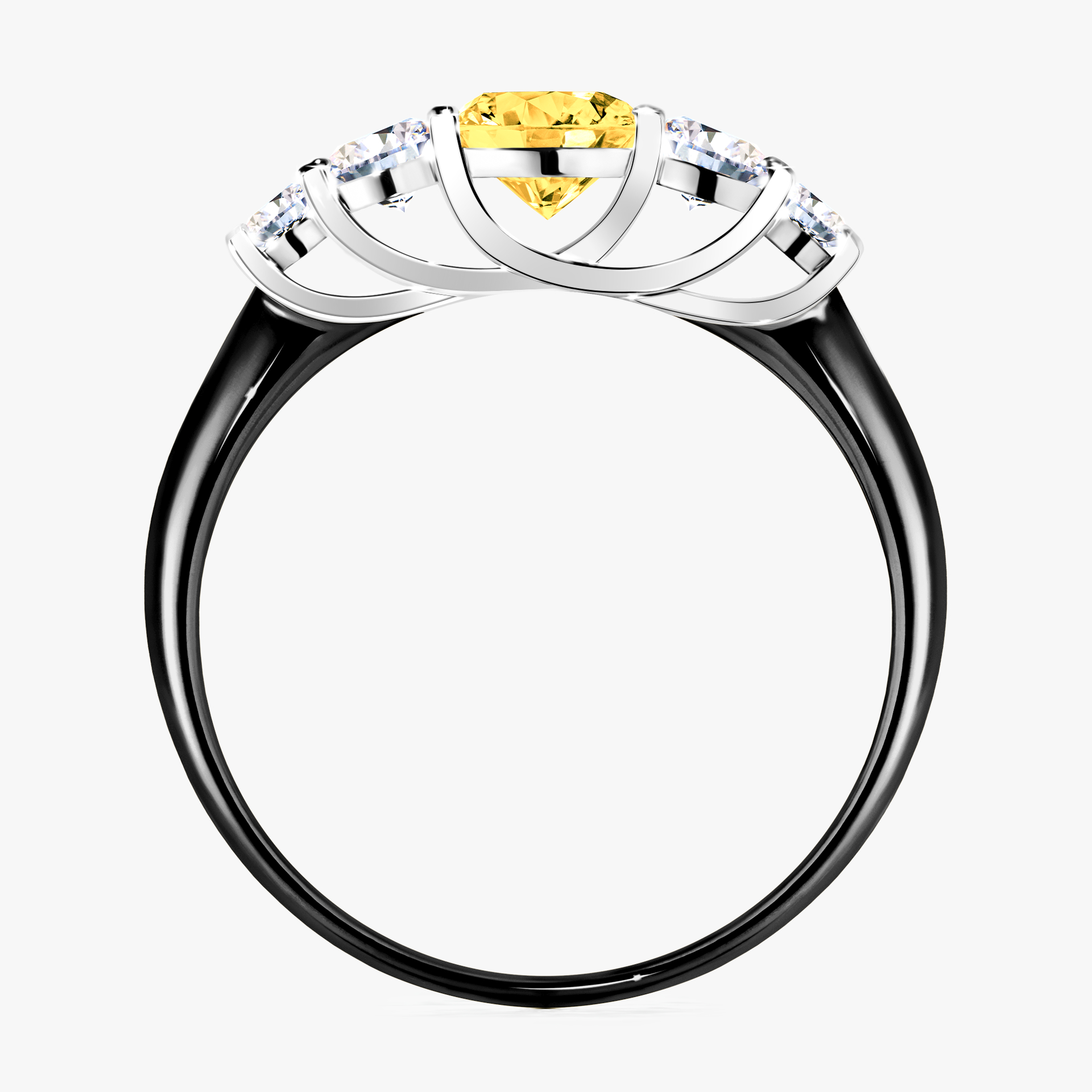 Pierścionek zaręczynowy My Darling z czarnego złota z szafirem żółtym 0,96ct