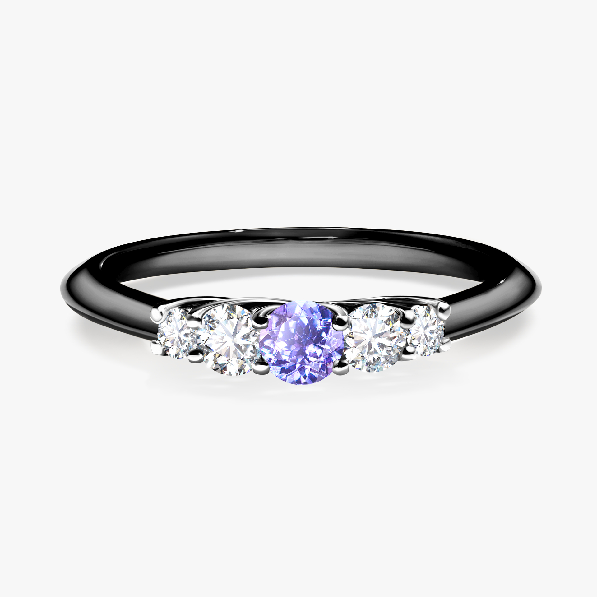 Pierścionek zaręczynowy My Darling z czarnego złota z tanzanitem 0,22ct