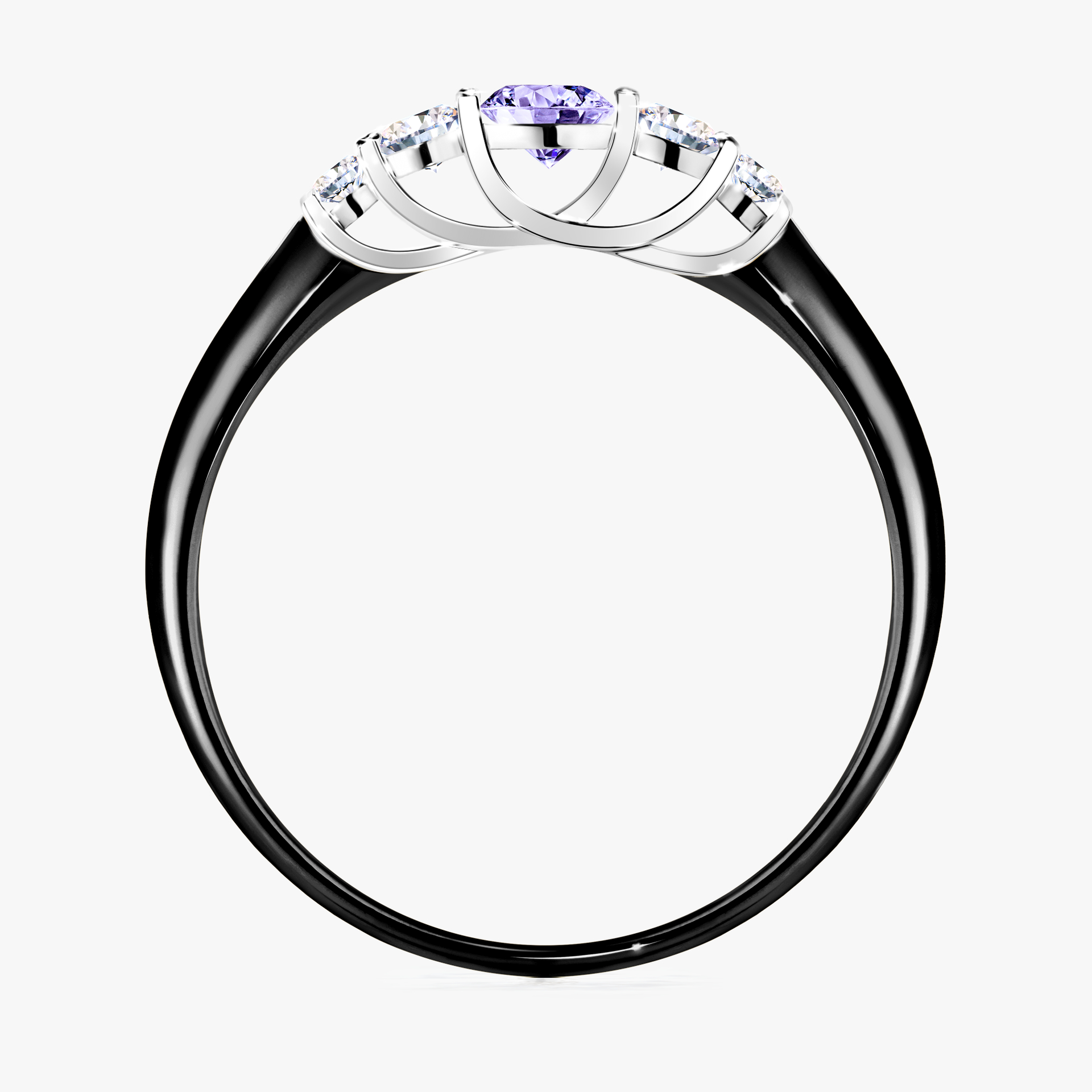 Pierścionek zaręczynowy My Darling z czarnego złota z tanzanitem 0,22ct
