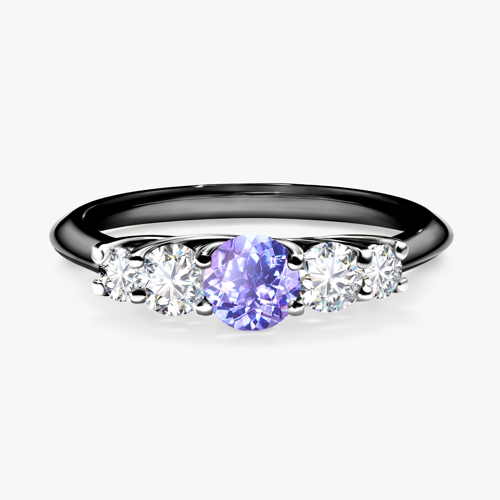 Pierścionek zaręczynowy My Darling z czarnego złota z tanzanitem 0,53ct