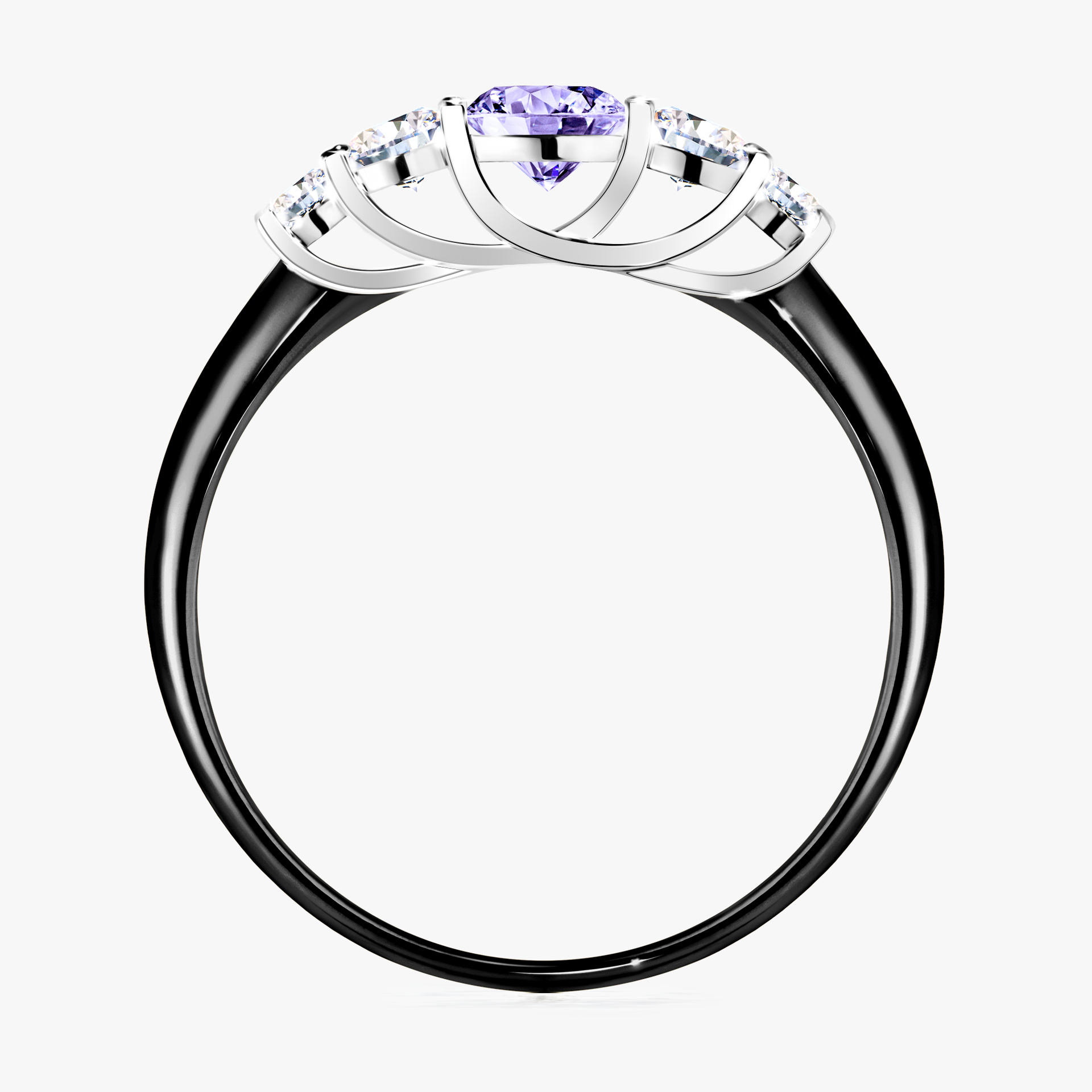 Pierścionek zaręczynowy My Darling z czarnego złota z tanzanitem 0,53ct