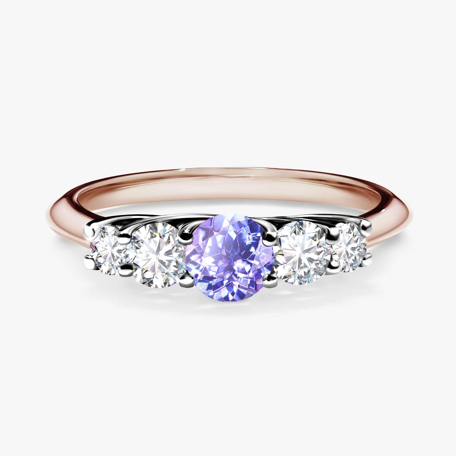 Pierścionek zaręczynowy My Darling z różowego złota z tanzanitem 0,53ct