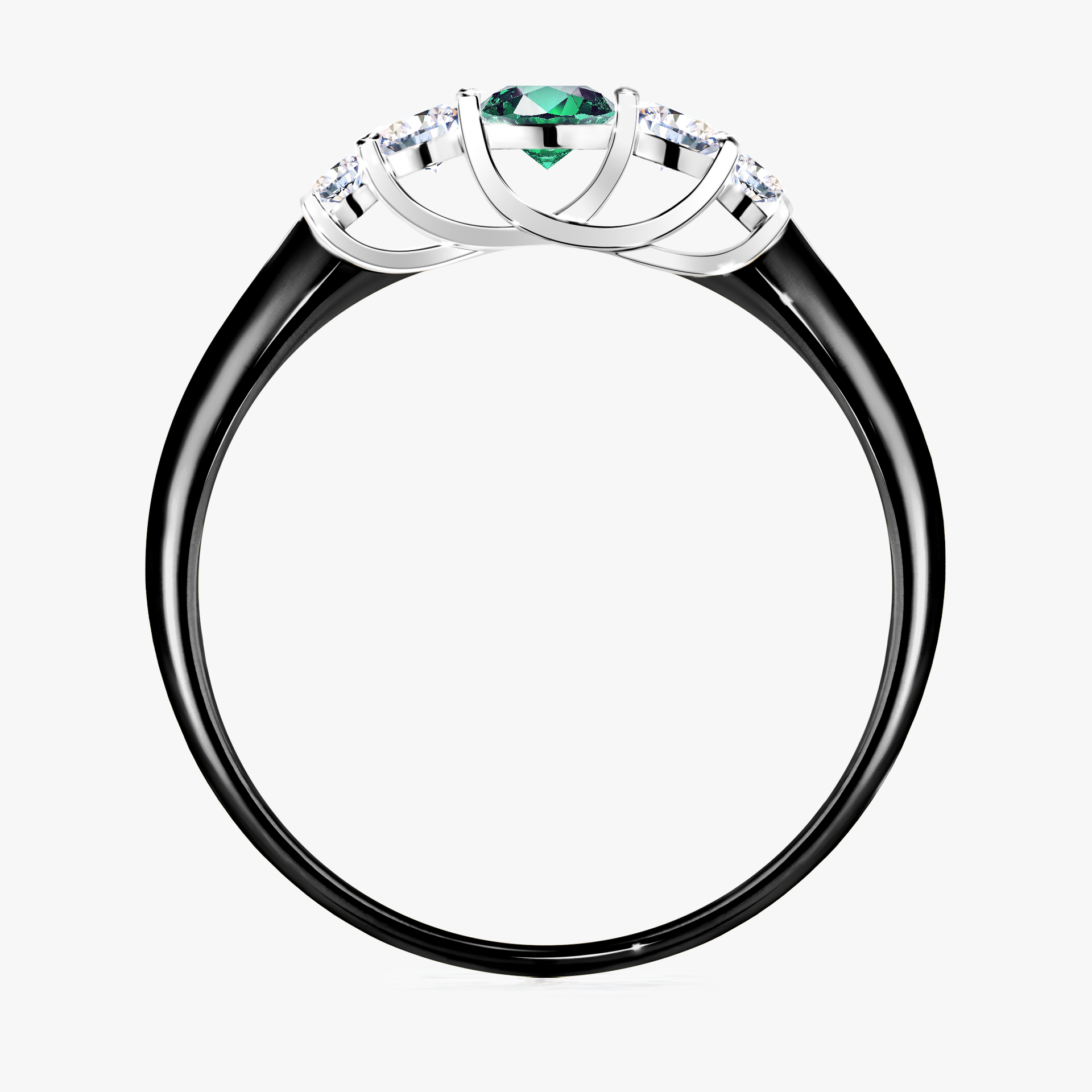 Pierścionek zaręczynowy My Darling z czarnego złota ze szmaragdem 0,22ct