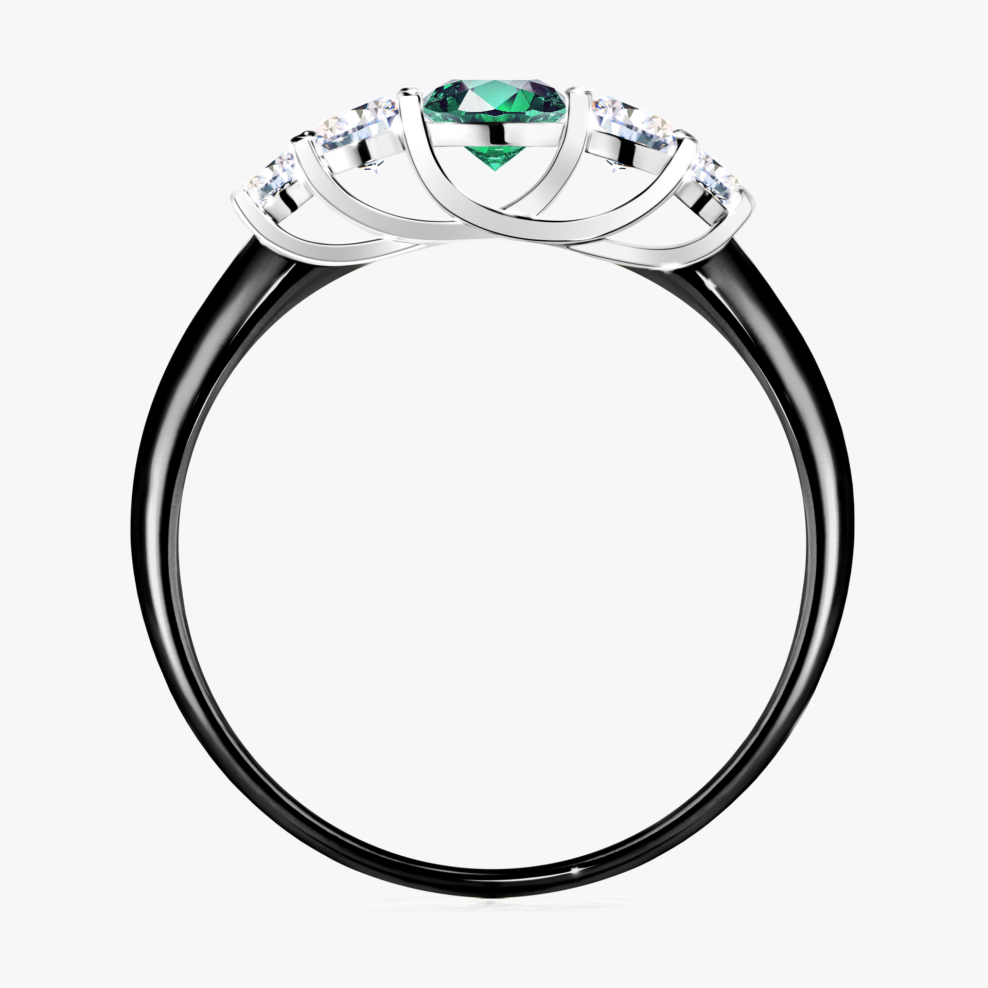 Pierścionek zaręczynowy My Darling z czarnego złota ze szmaragdem 0,53ct