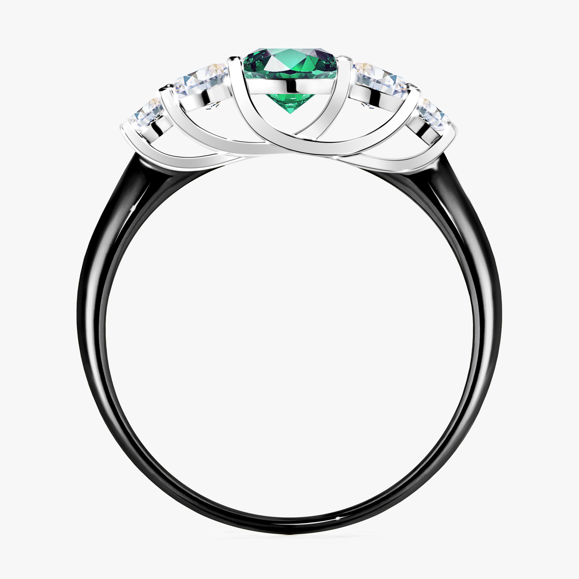 Pierścionek zaręczynowy My Darling z czarnego złota ze szmaragdem 0,96ct