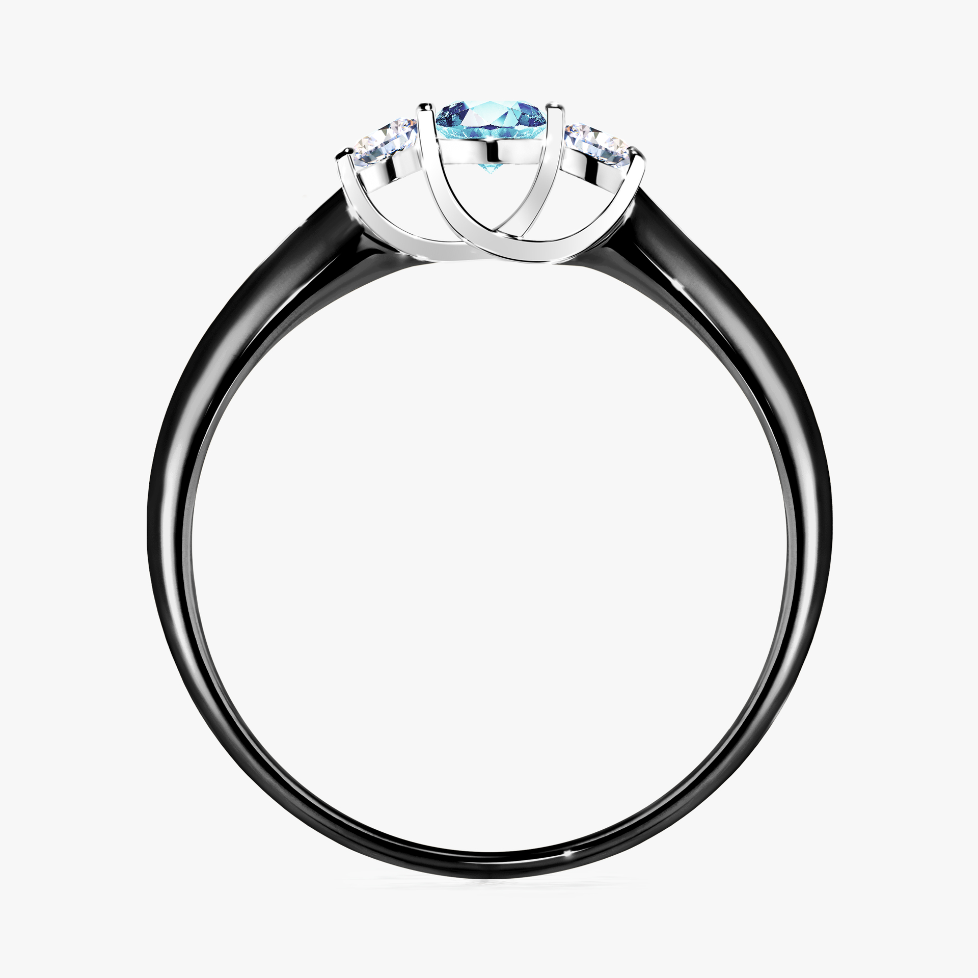 Pierścionek zaręczynowy My Honey z czarnego złota z akwamarynem 0,16ct