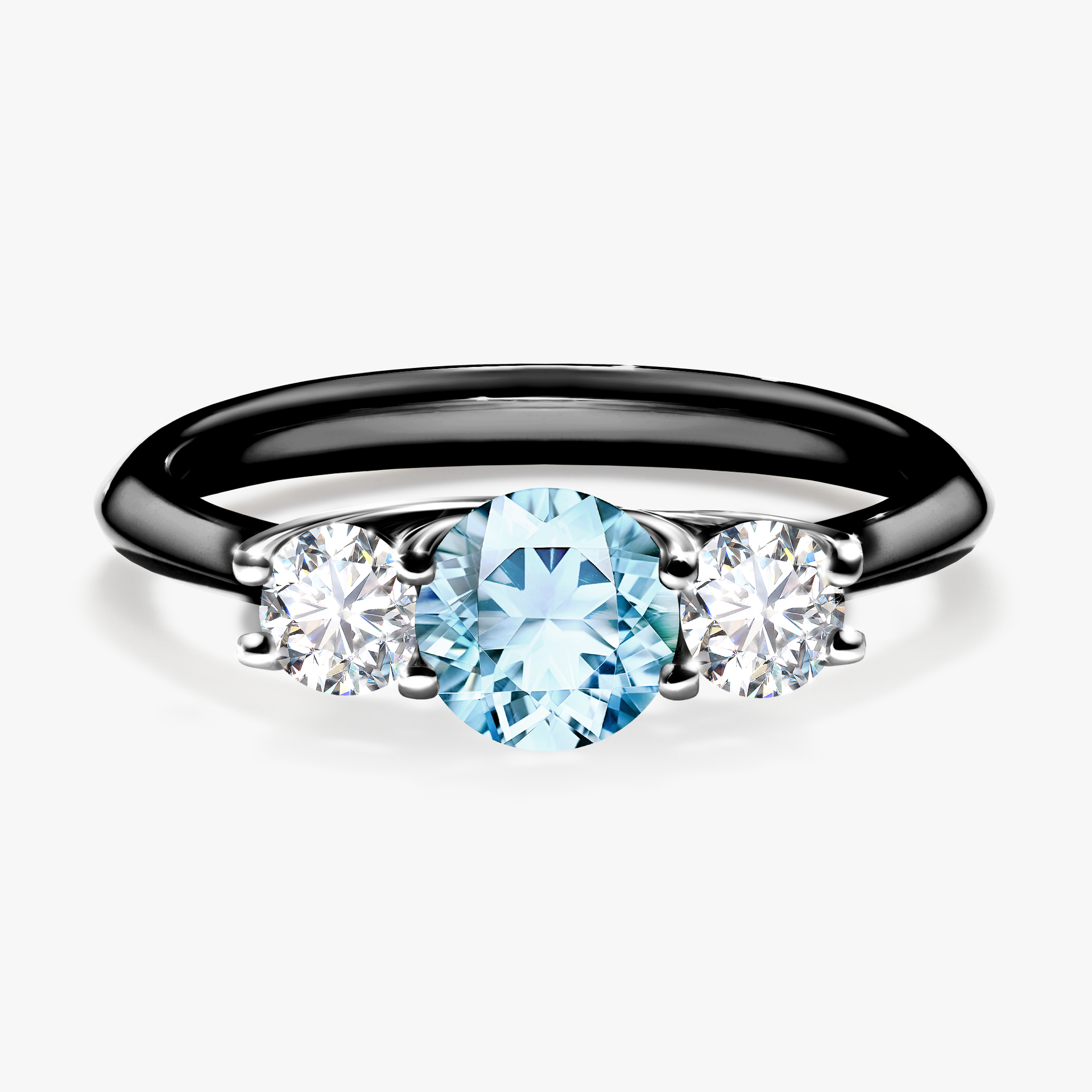 Pierścionek zaręczynowy My Honey z czarnego złota z akwamarynem 0,84ct