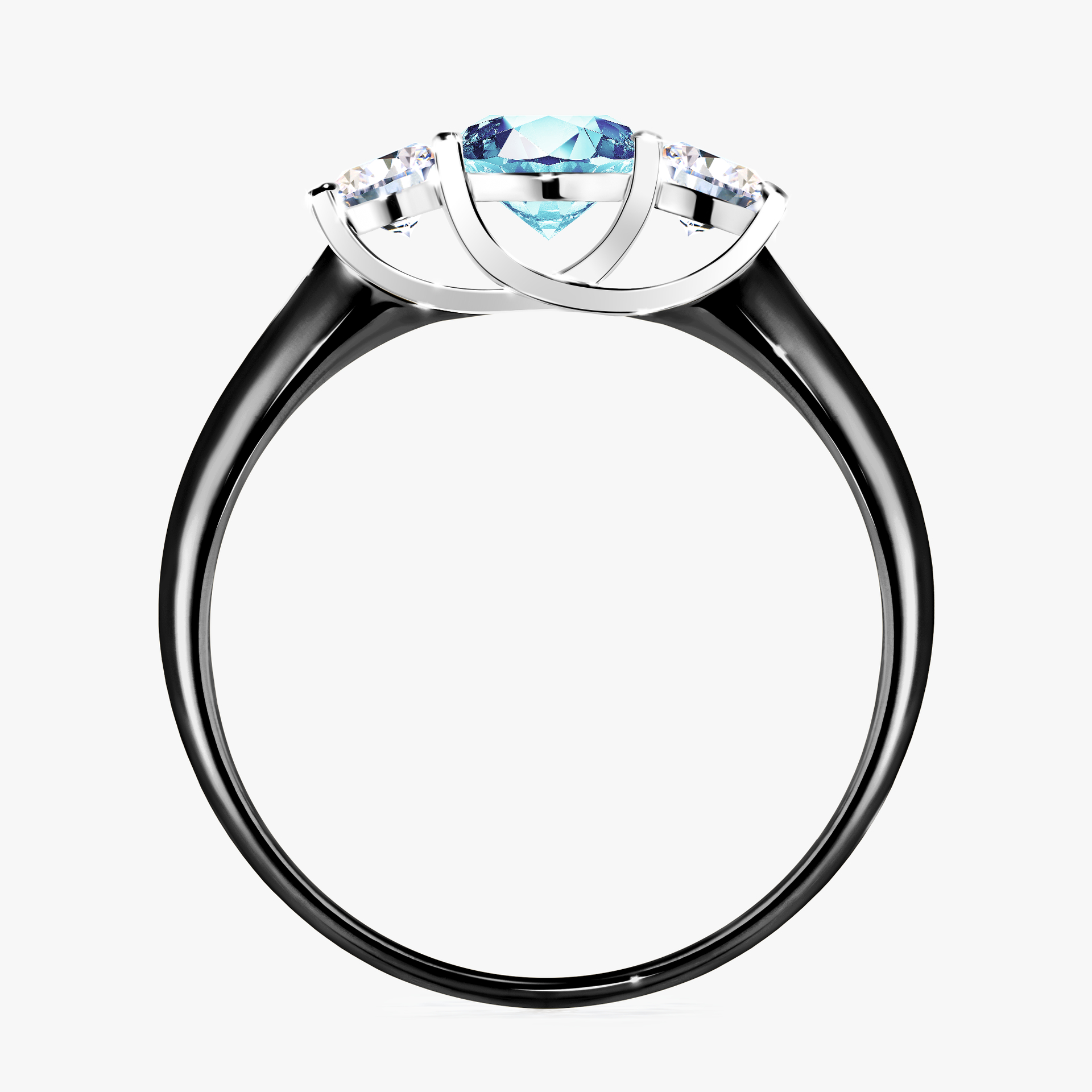 Pierścionek zaręczynowy My Honey z czarnego złota z akwamarynem 0,84ct