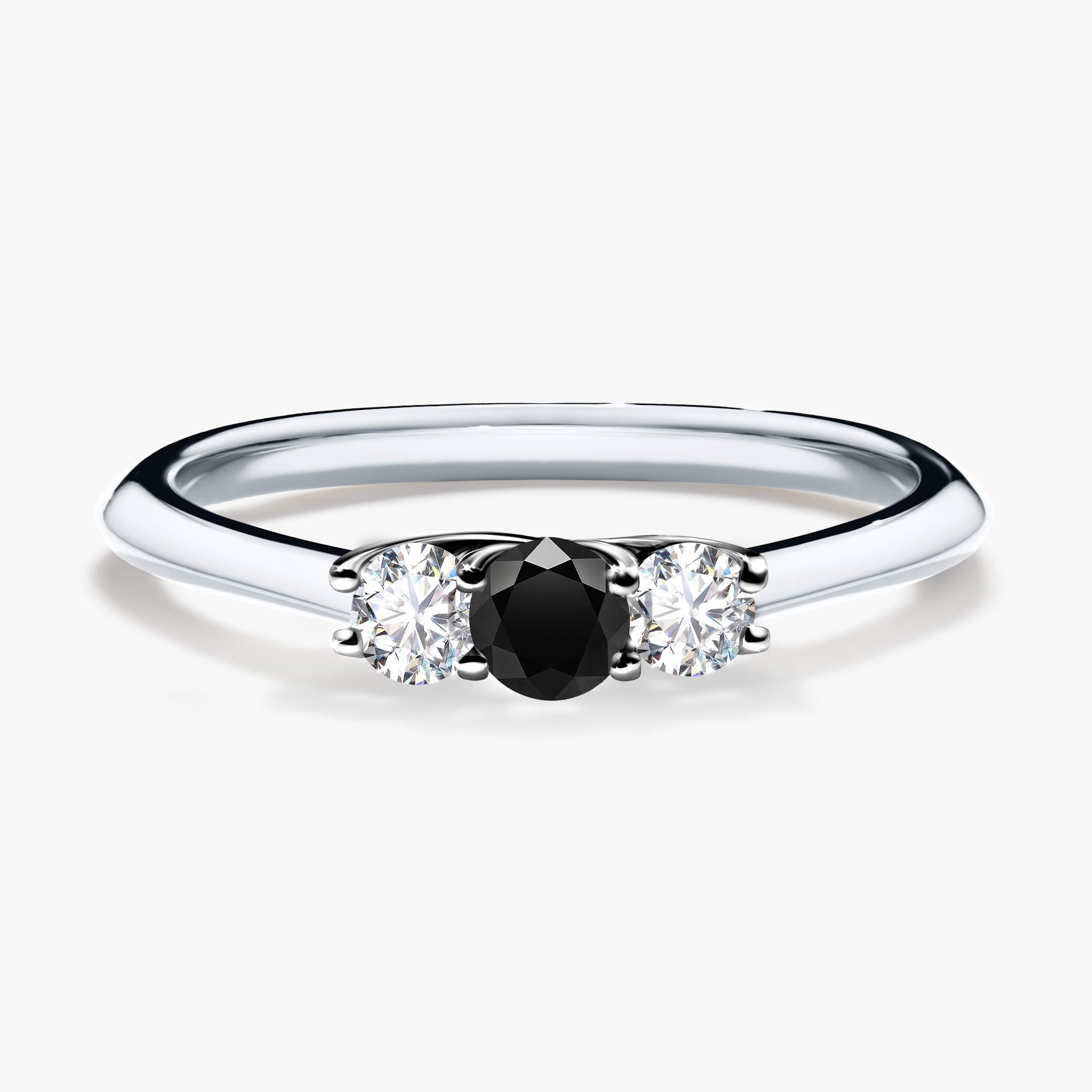 Pierścionek zaręczynowy My Honey z białego złota z czarnym diamentem 0,16ct