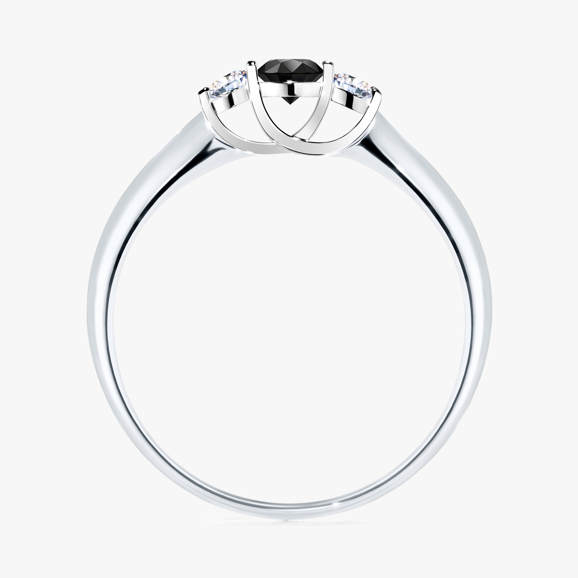 Pierścionek zaręczynowy My Honey z białego złota z czarnym diamentem 0,16ct