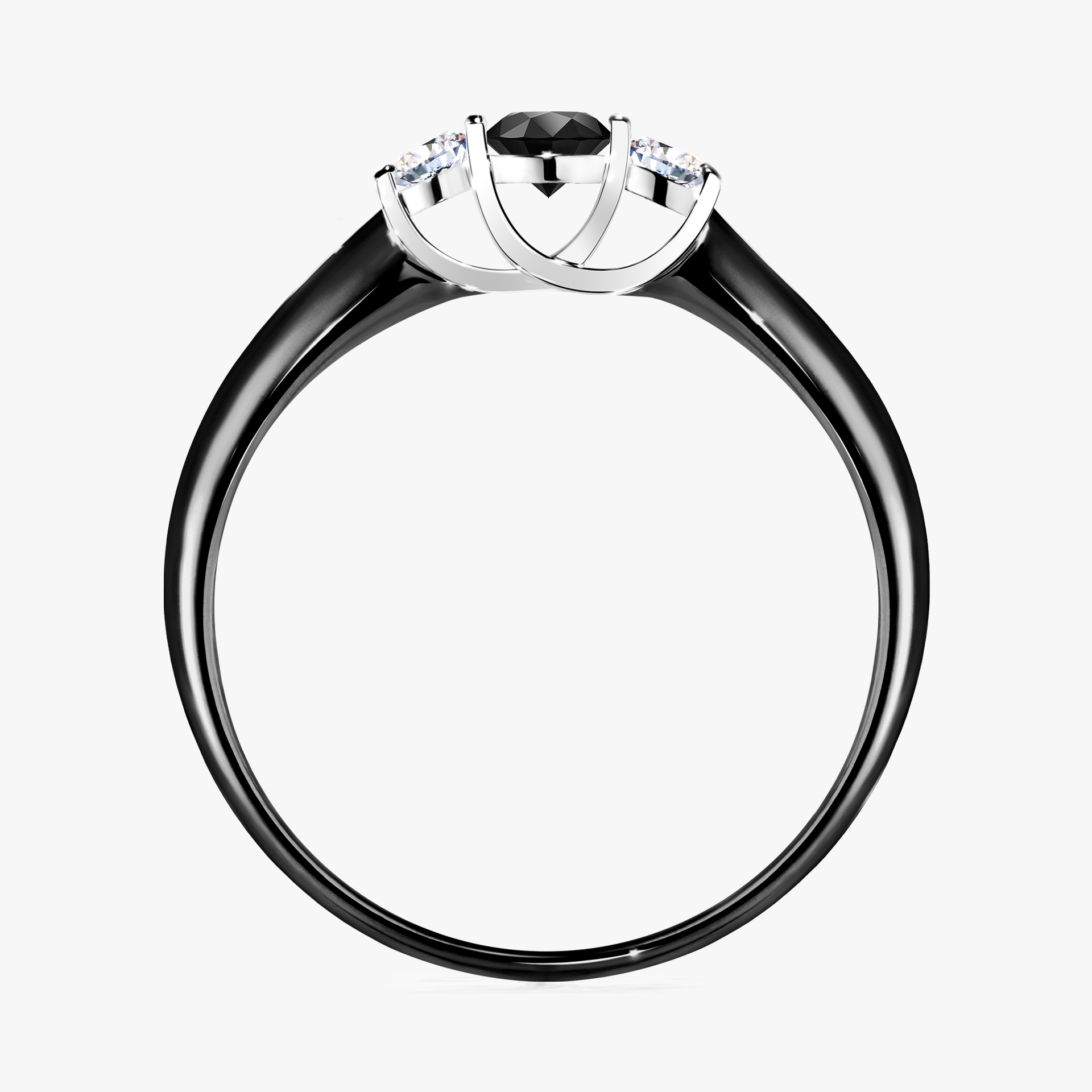 Pierścionek zaręczynowy My Honey z czarnego złota z czarnym diamentem 0,16ct