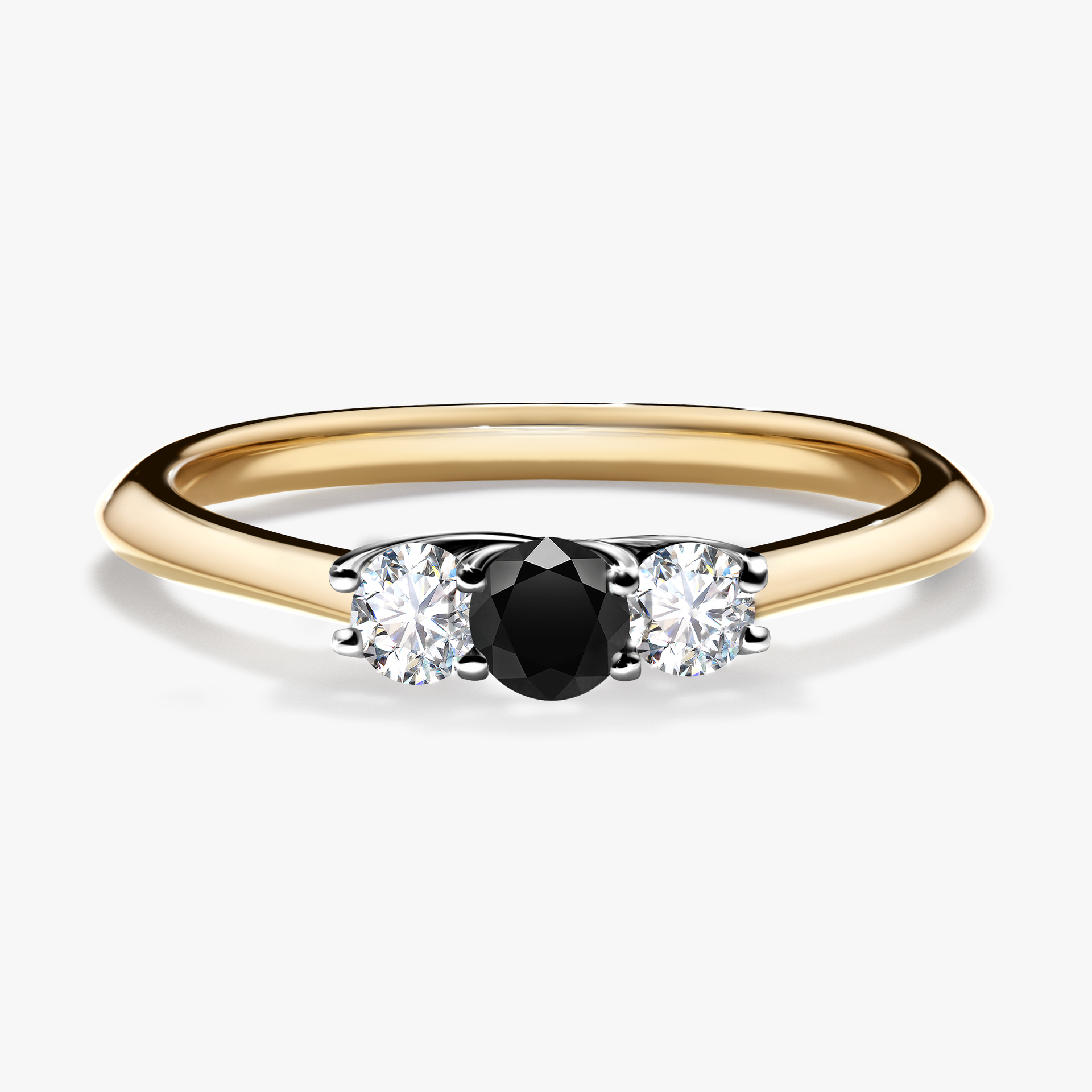 Pierścionek zaręczynowy My Honey z żółtego złota z czarnym diamentem 0,16ct