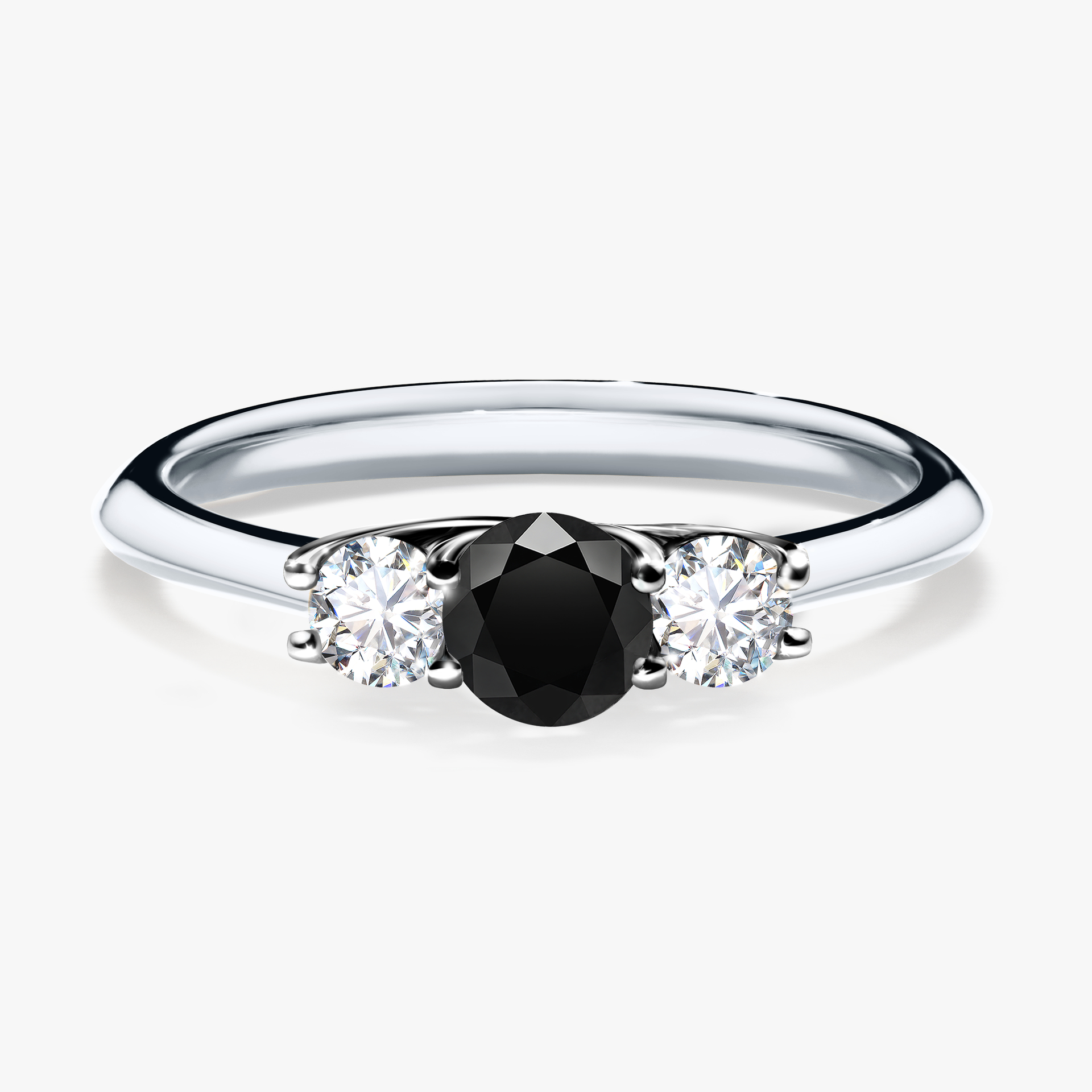 Pierścionek zaręczynowy My Honey z białego złota z czarnym diamentem 0,45ct