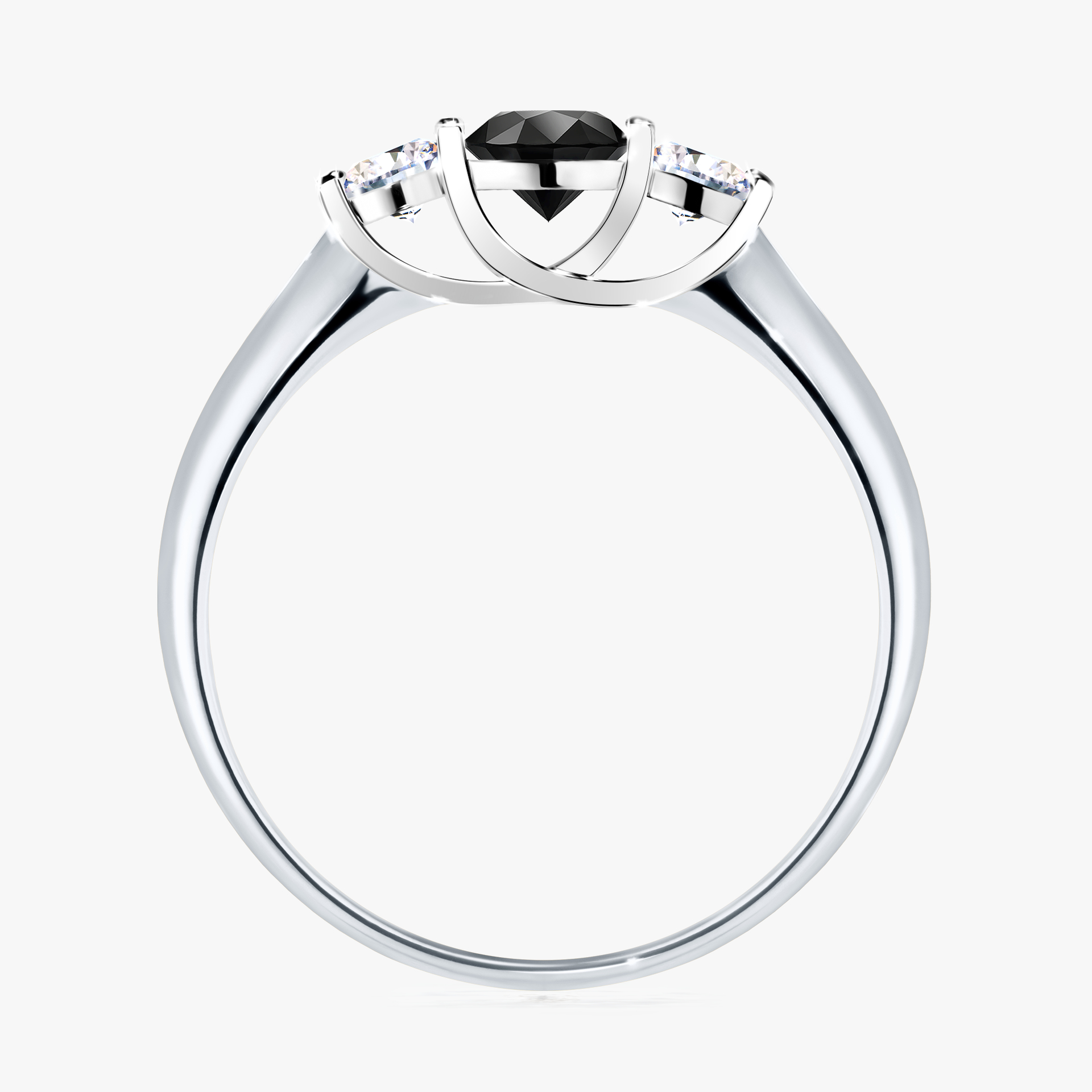 Pierścionek zaręczynowy My Honey z białego złota z czarnym diamentem 0,45ct