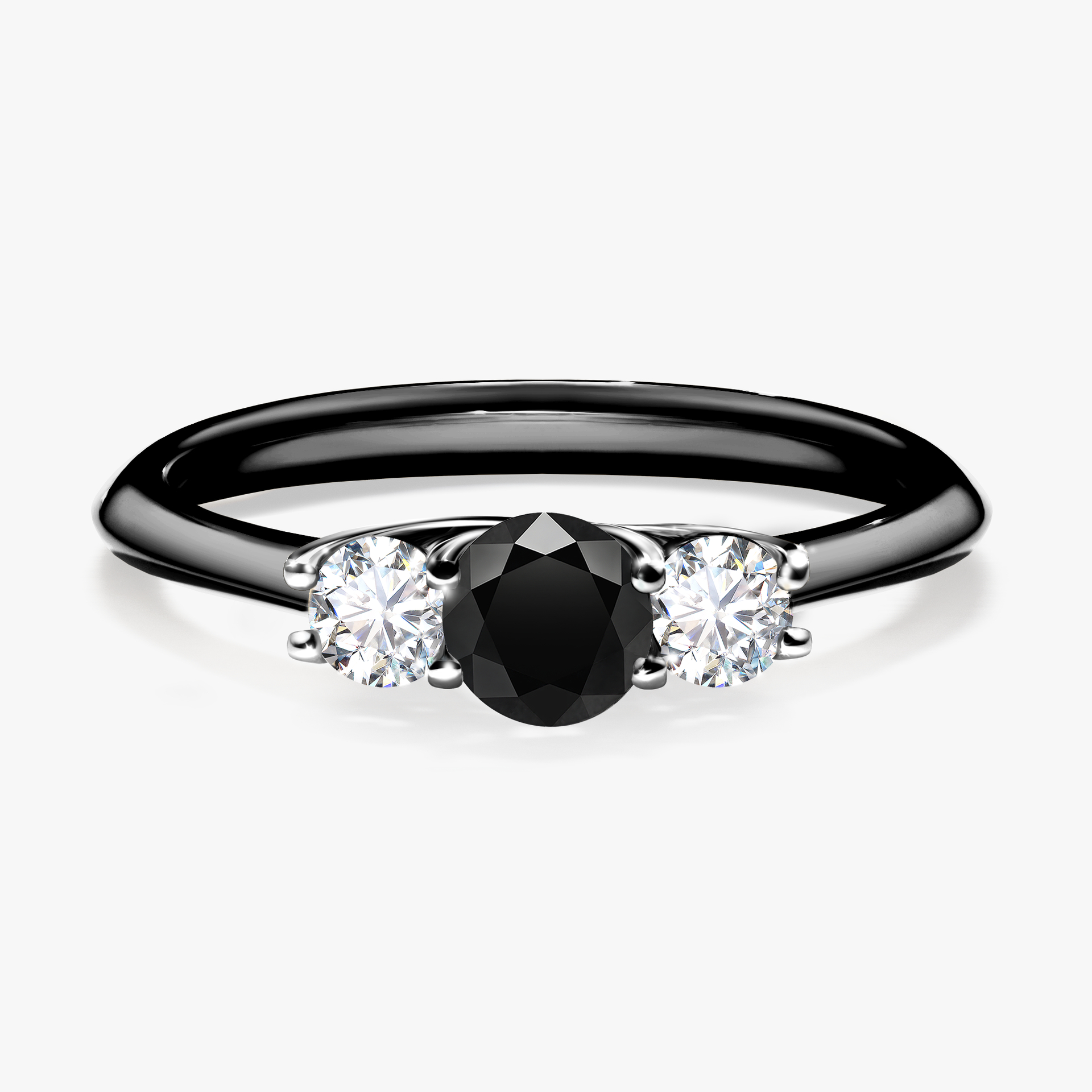 Pierścionek zaręczynowy My Honey z czarnego złota z czarnym diamentem 0,45ct