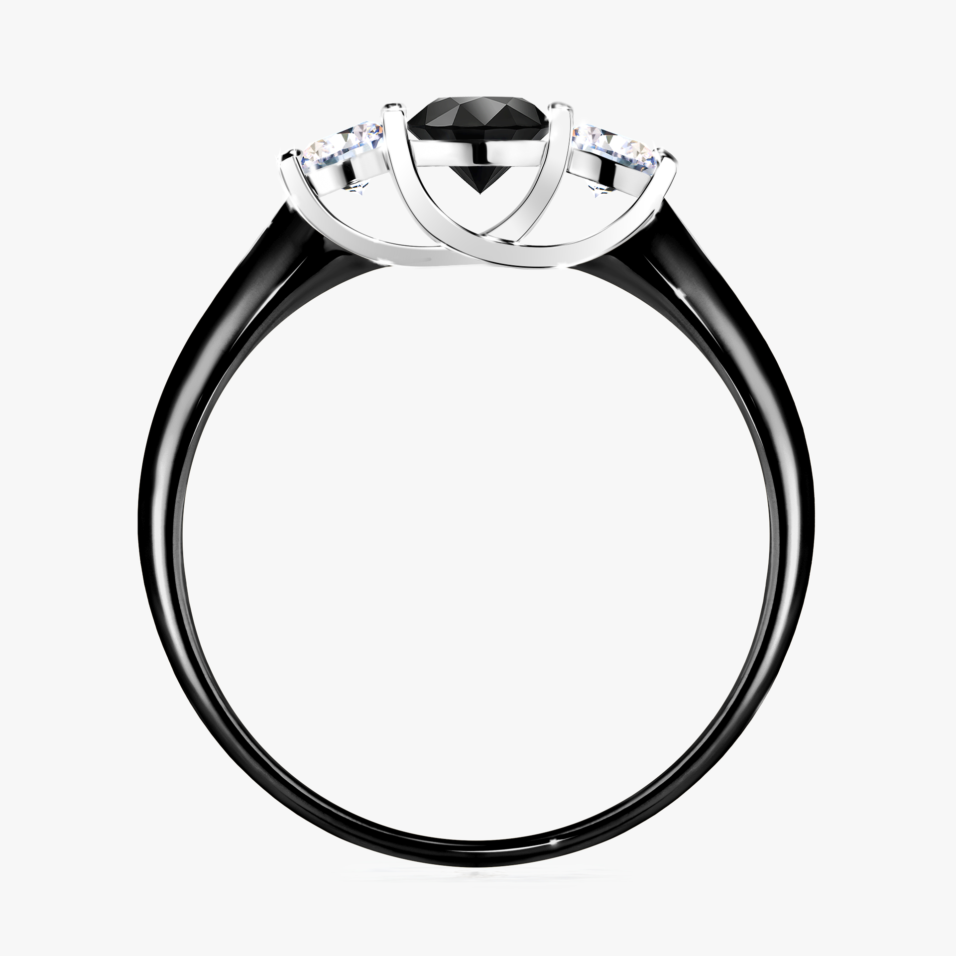 Pierścionek zaręczynowy My Honey z czarnego złota z czarnym diamentem 0,45ct