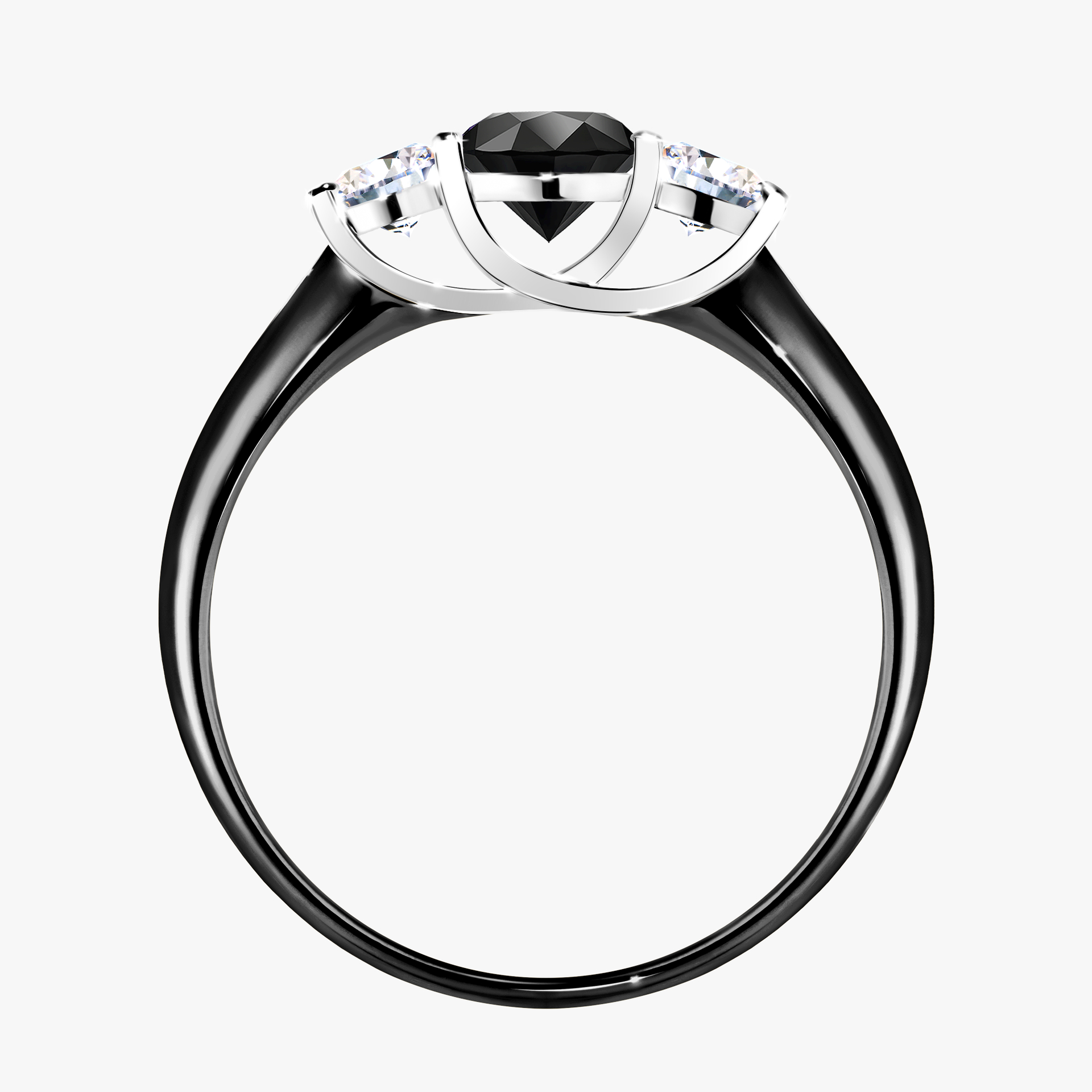 Pierścionek zaręczynowy My Honey z czarnego złota z czarnym diamentem 0,84ct