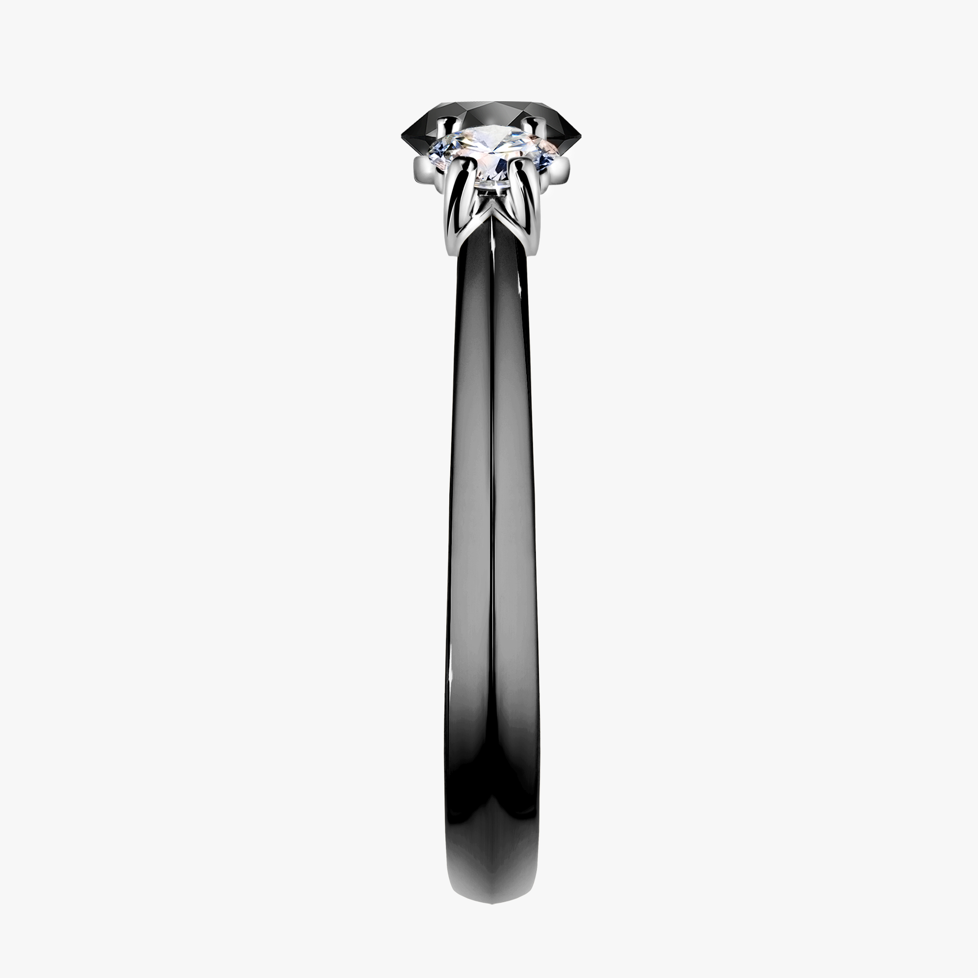 Pierścionek zaręczynowy My Honey z czarnego złota z czarnym diamentem 0,84ct