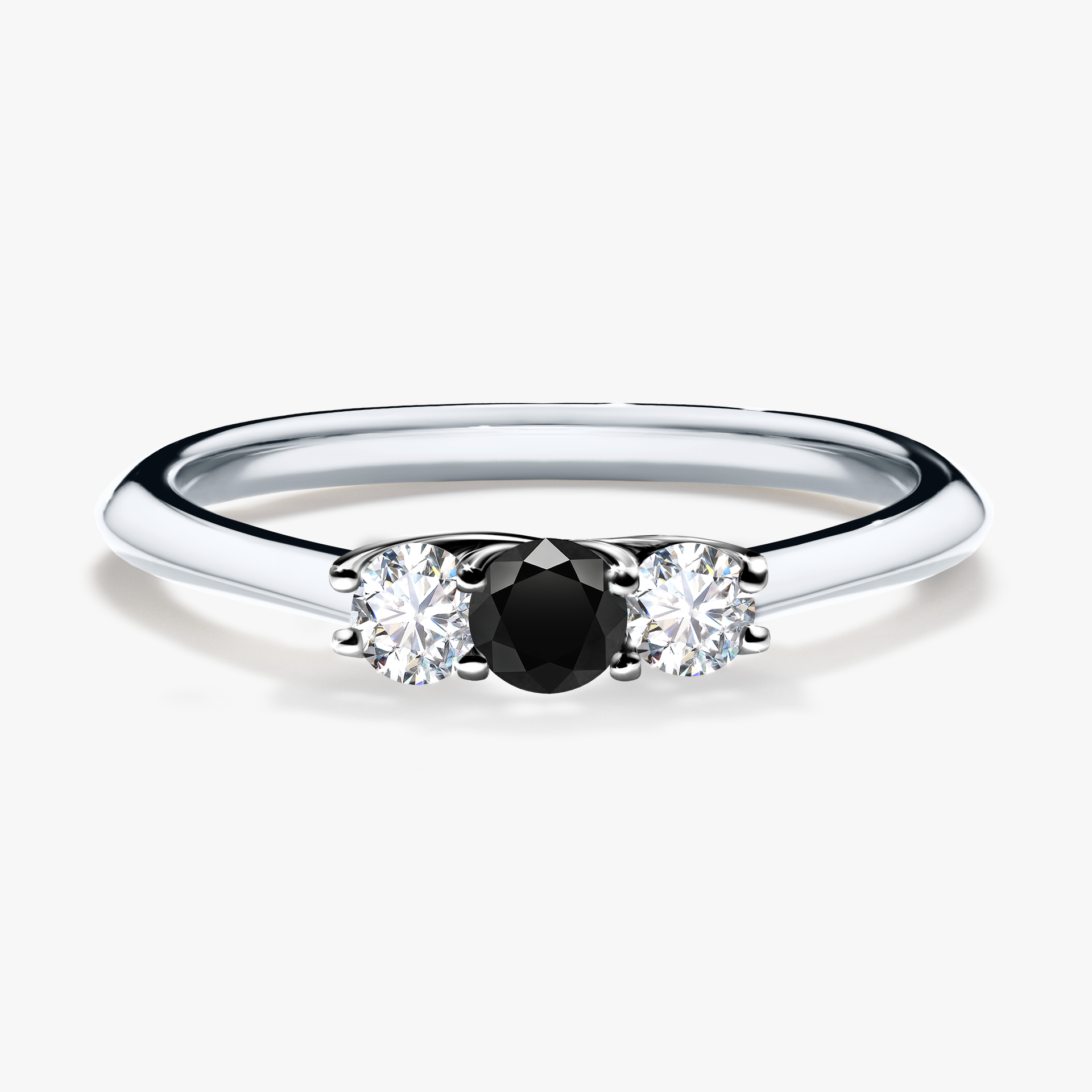 Pierścionek zaręczynowy My Honey z białego złota z czarnym diamentem 0,16ct