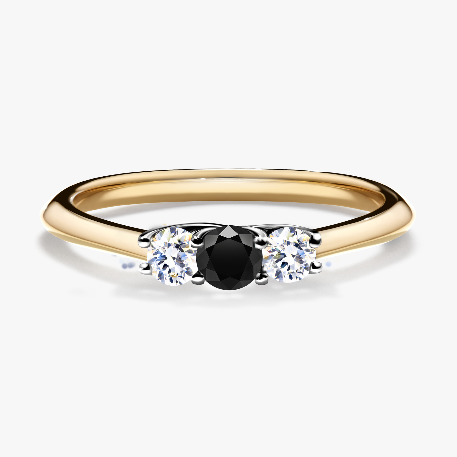 Pierścionek zaręczynowy My Honey z żółtego złota z czarnym diamentem 0,16ct