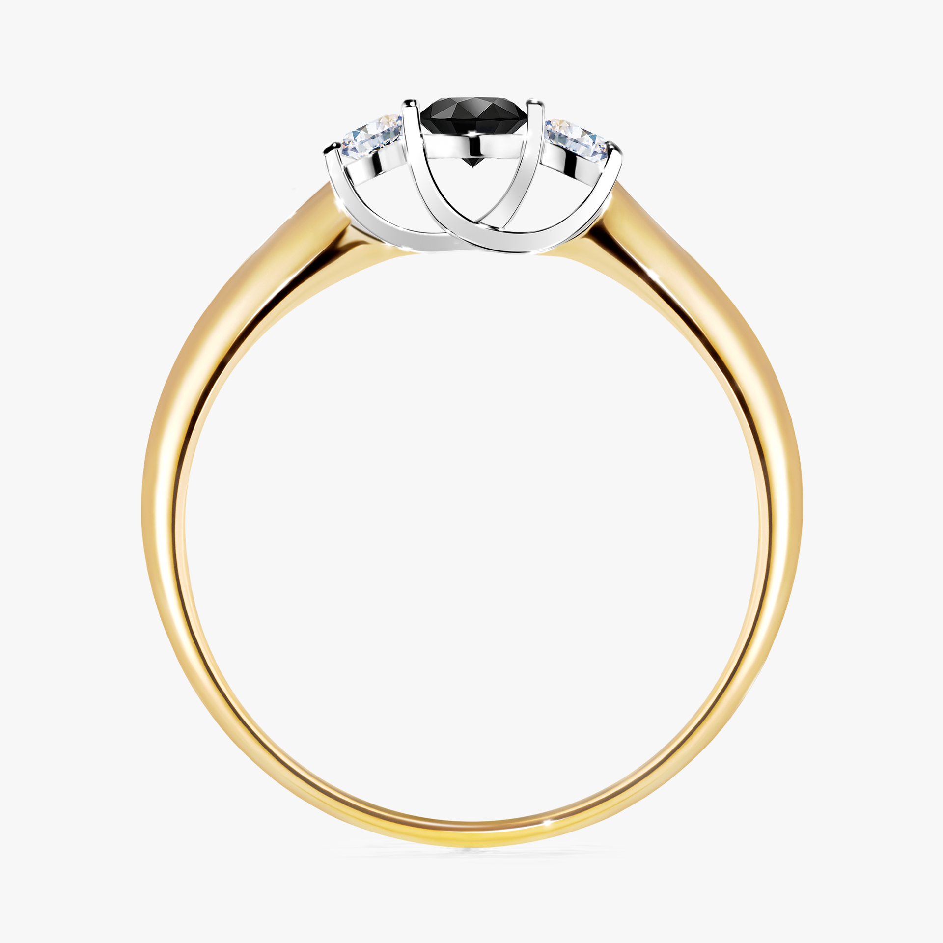 Pierścionek zaręczynowy My Honey z żółtego złota z czarnym diamentem 0,16ct