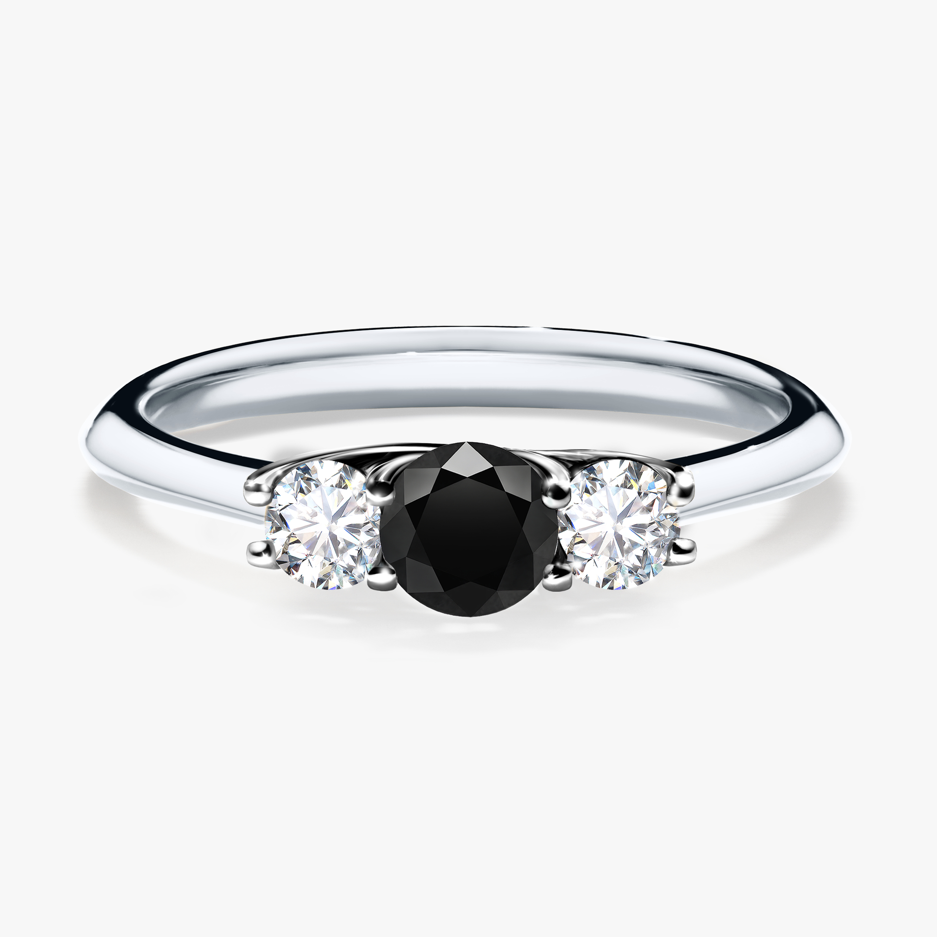 Pierścionek zaręczynowy My Honey z białego złota z czarnym diamentem 0,45ct