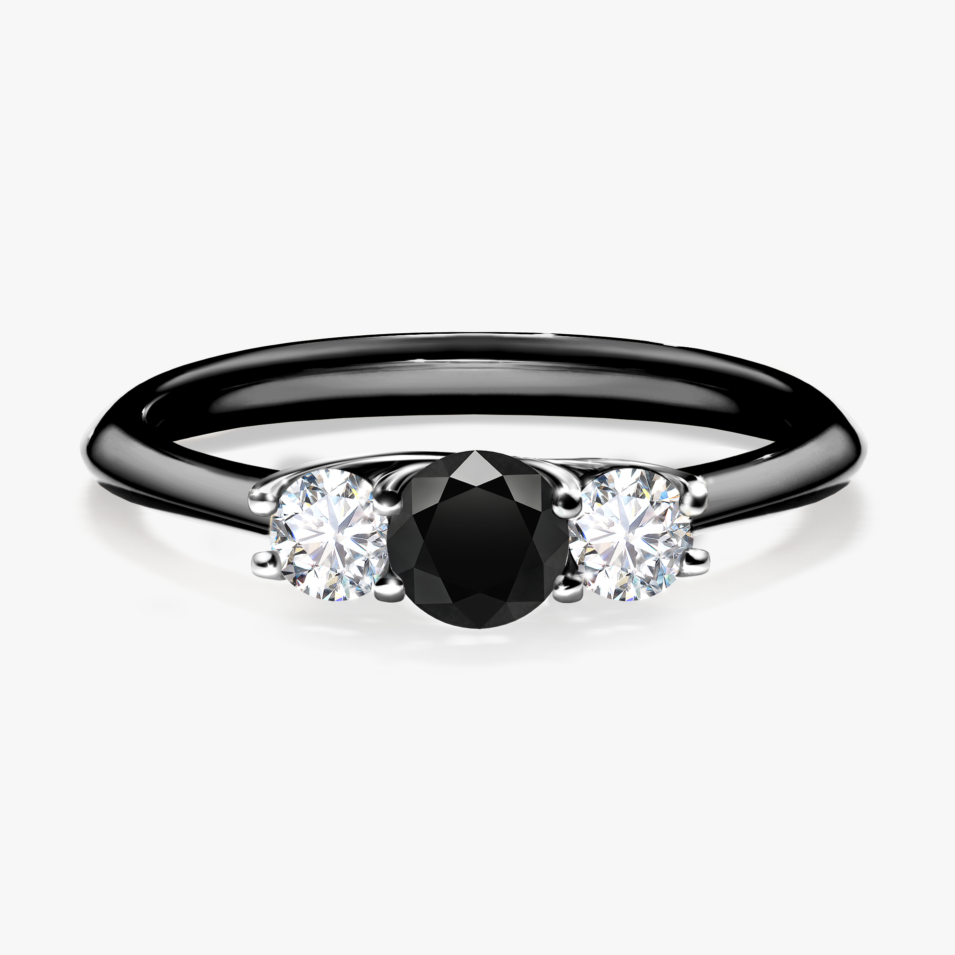 Pierścionek zaręczynowy My Honey z czarnego złota z czarnym diamentem 0,45ct