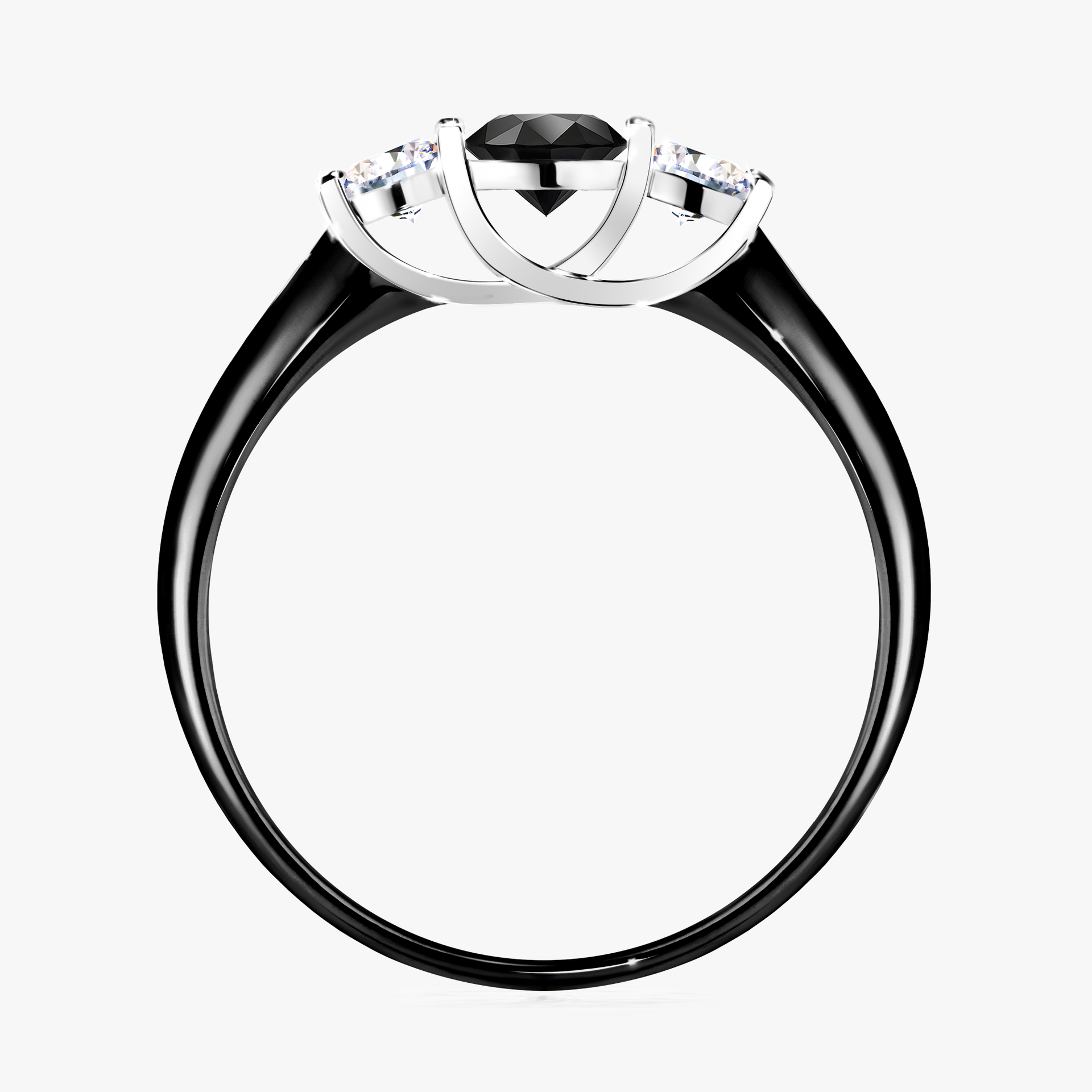 Pierścionek zaręczynowy My Honey z czarnego złota z czarnym diamentem 0,45ct
