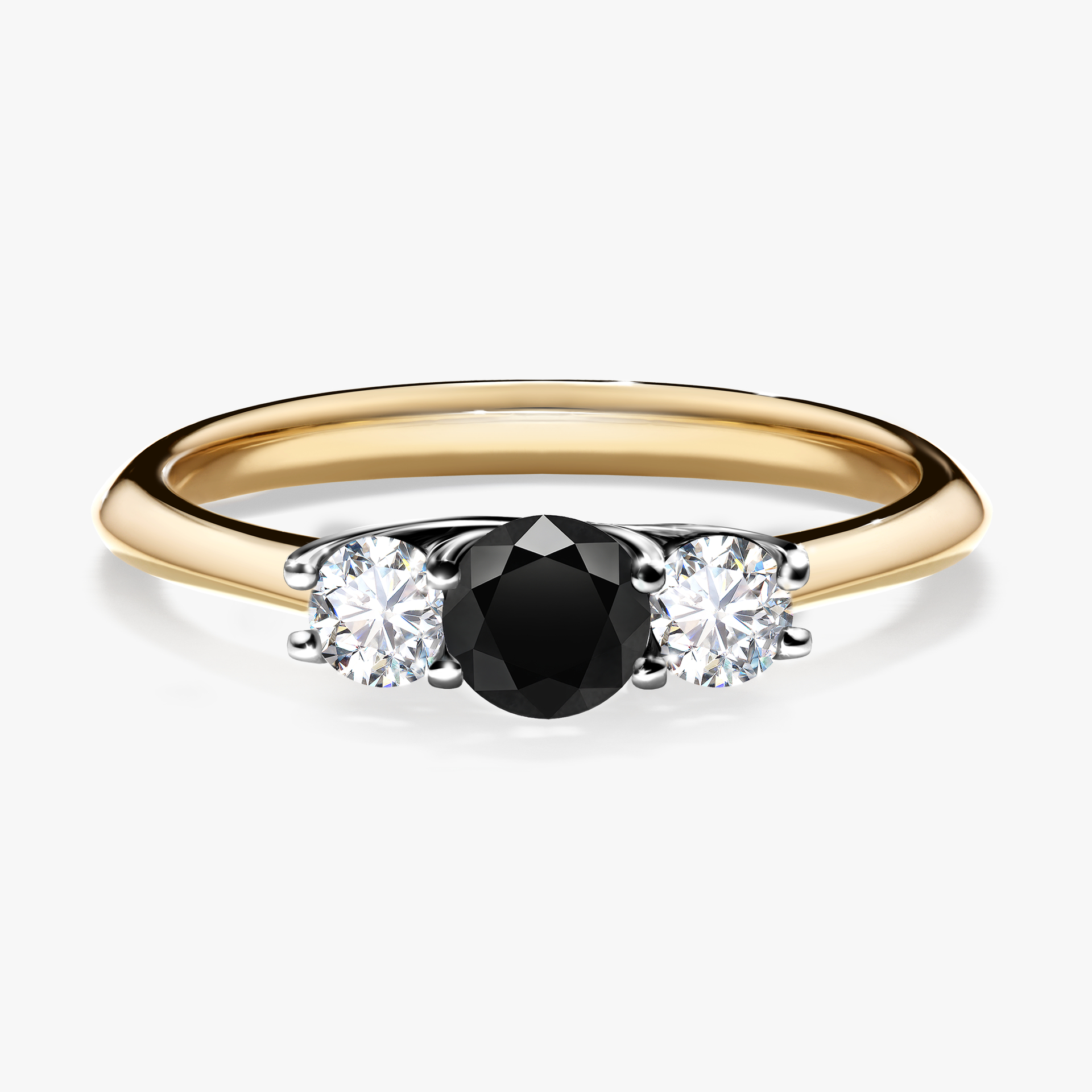 Pierścionek zaręczynowy My Honey z żółtego złota z czarnym diamentem 0,45ct