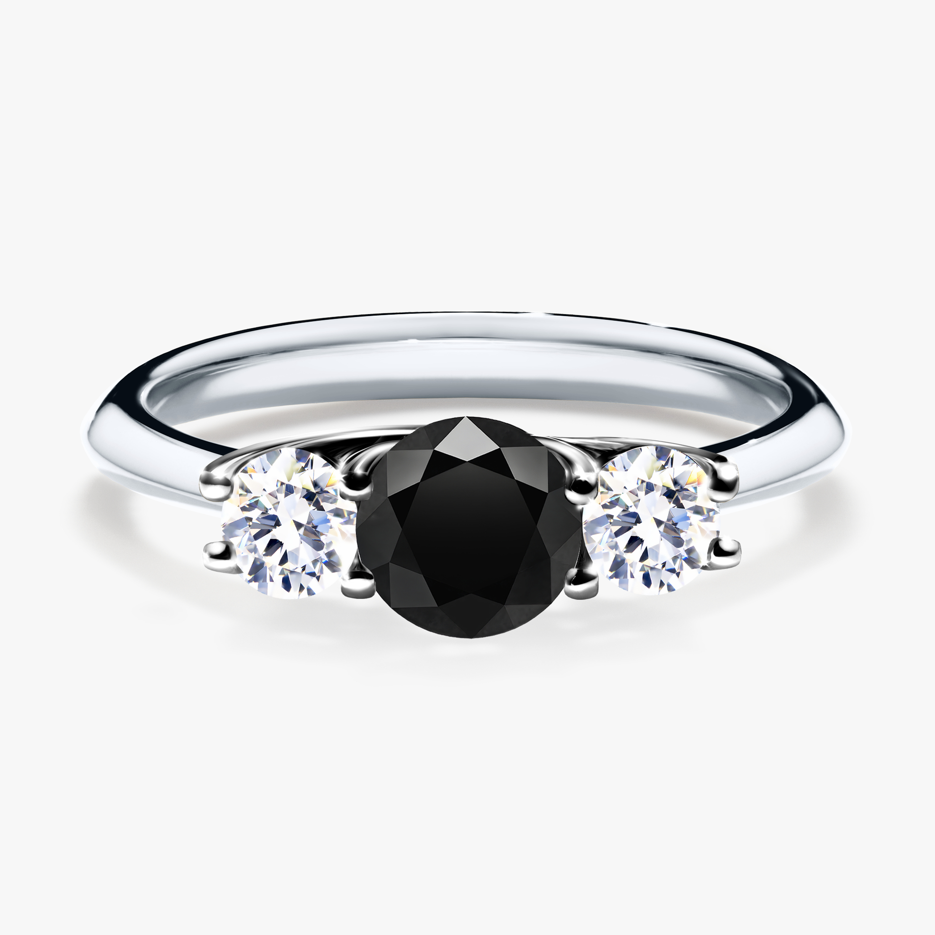 Pierścionek zaręczynowy My Honey z białego złota z czarnym diamentem 0,84ct
