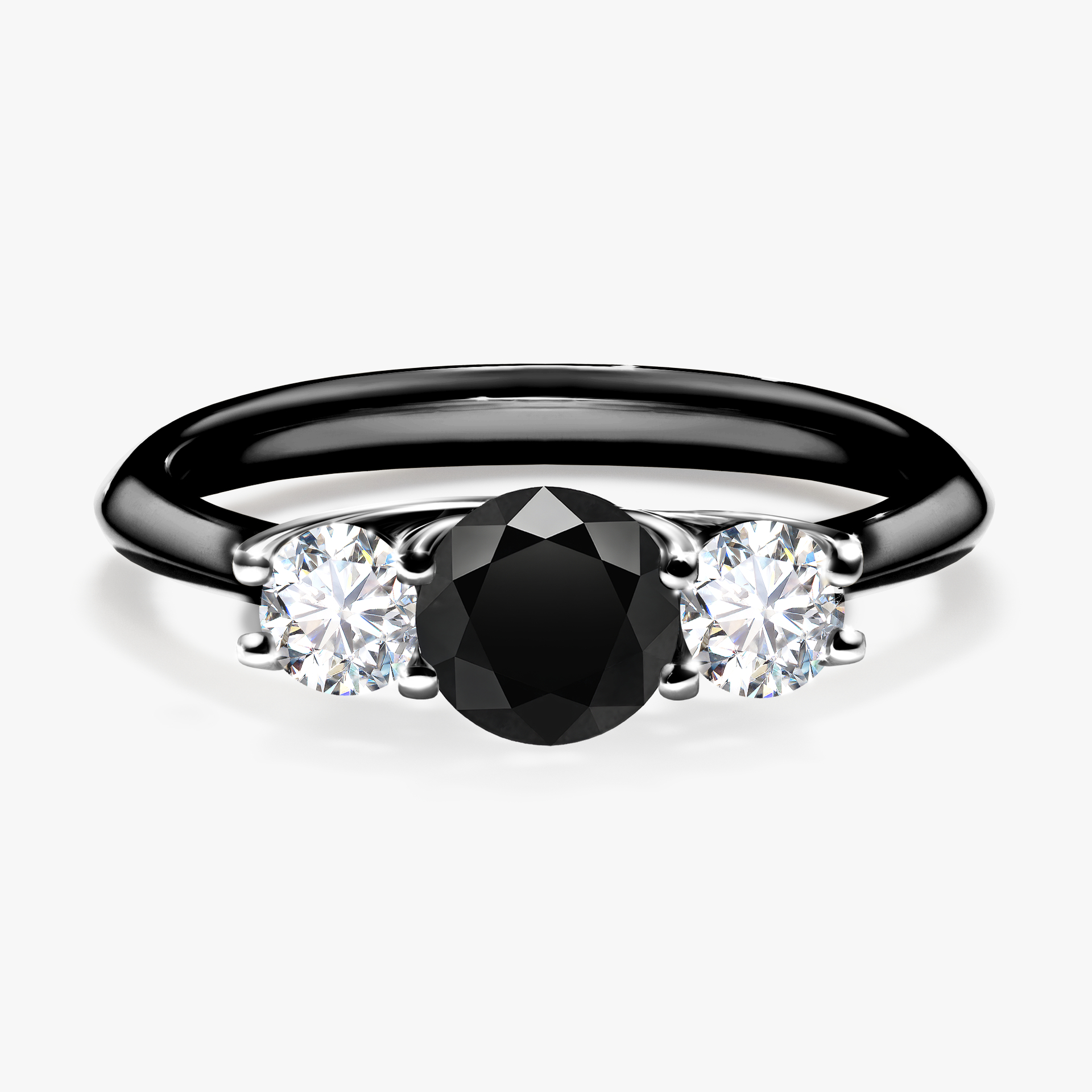 Pierścionek zaręczynowy My Honey z czarnego złota z czarnym diamentem 0,84ct