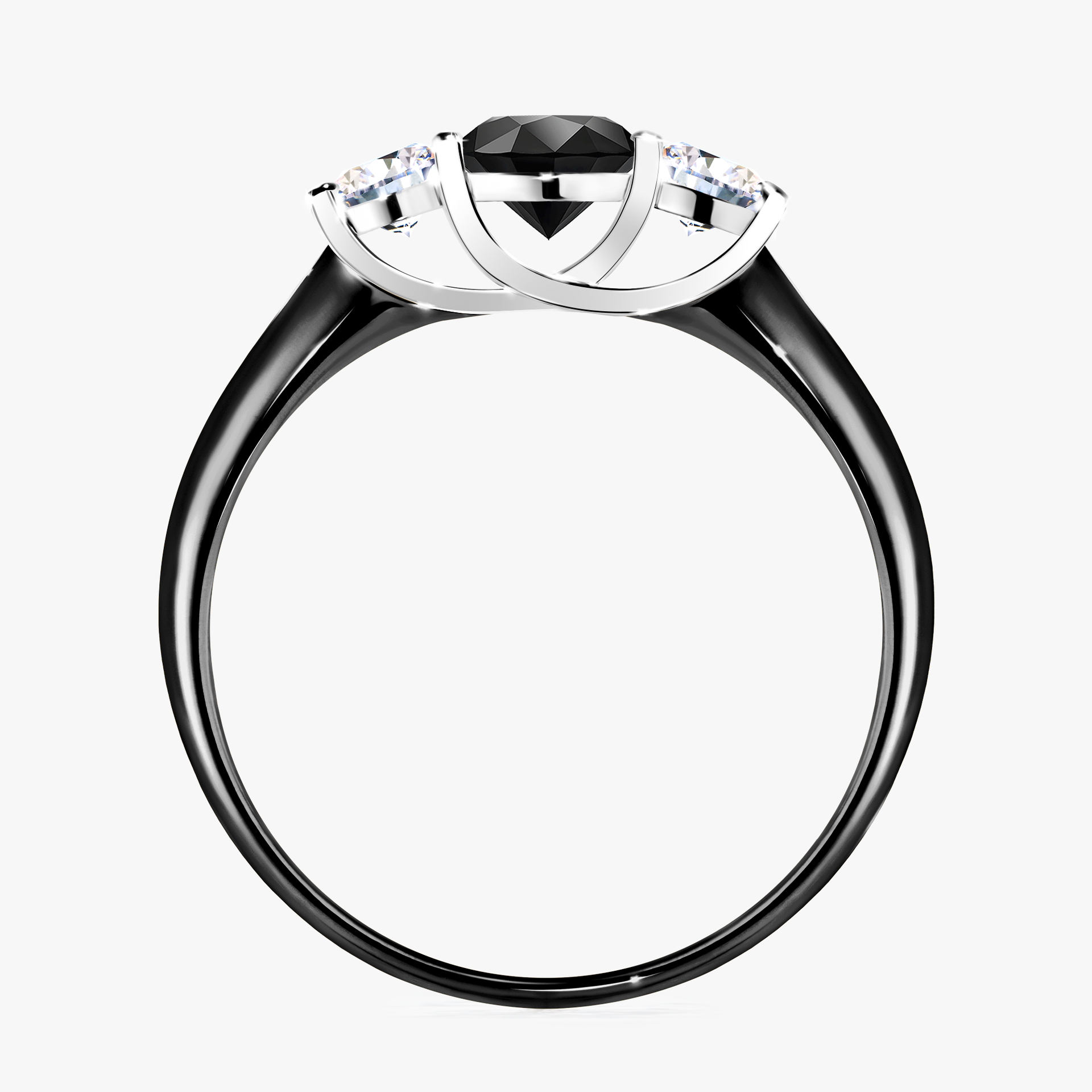 Pierścionek zaręczynowy My Honey z czarnego złota z czarnym diamentem 0,84ct