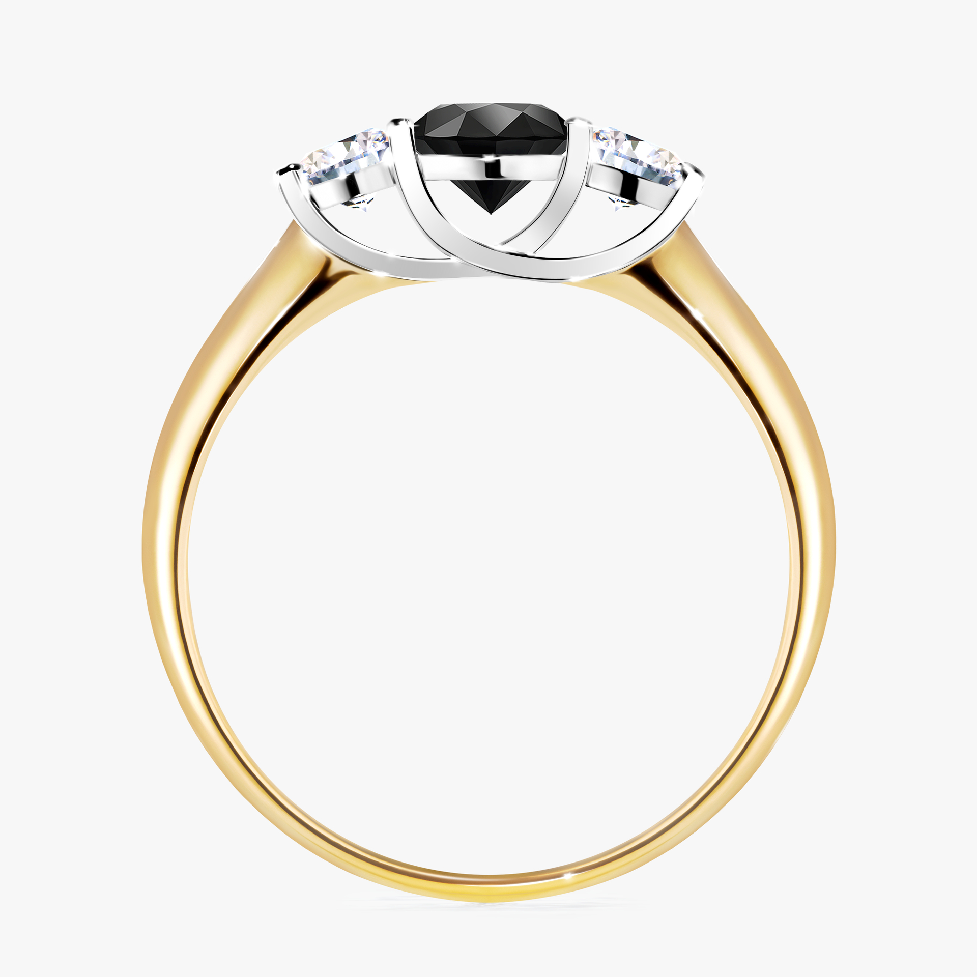 Pierścionek zaręczynowy My Honey z żółtego złota z czarnym diamentem 0,84ct