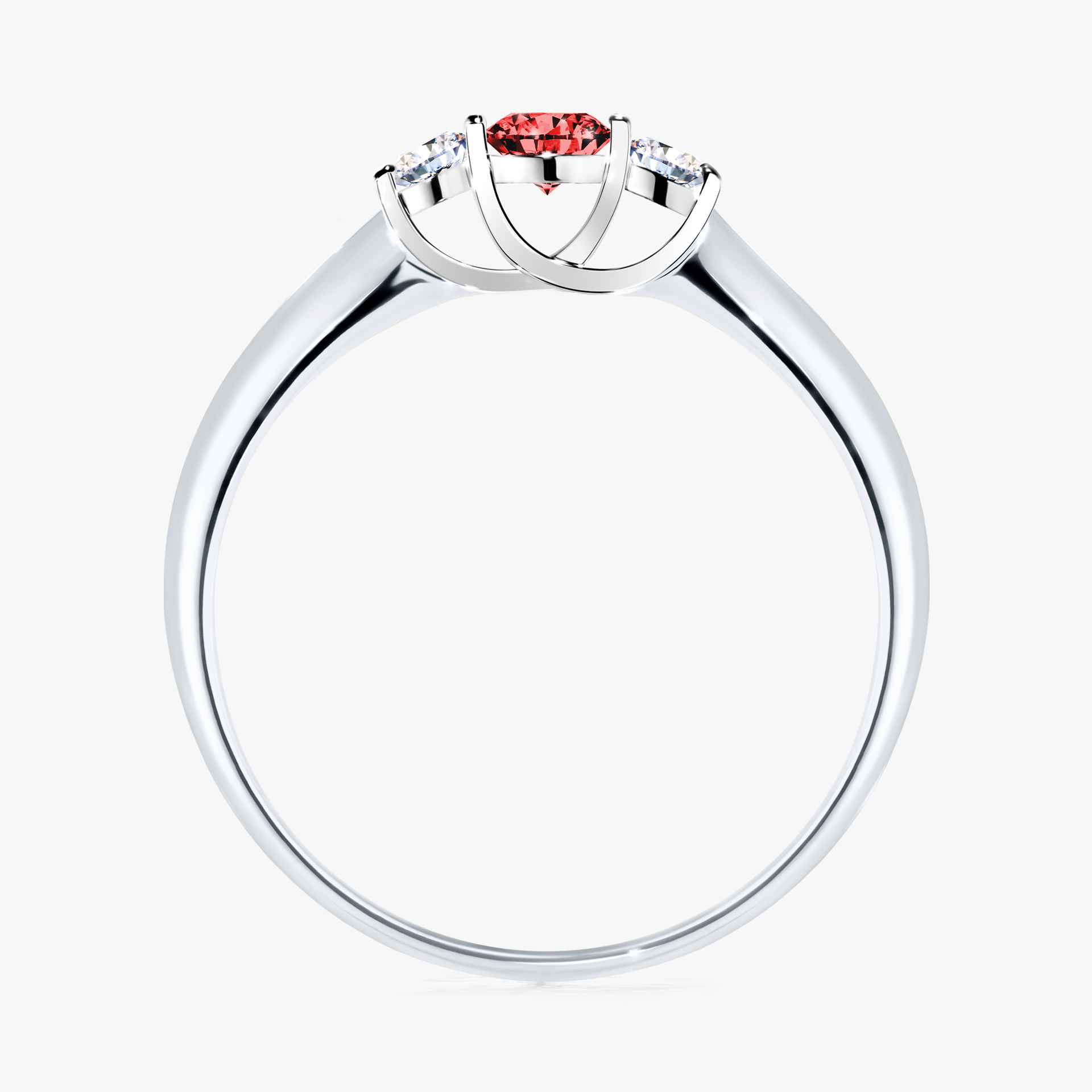 Pierścionek zaręczynowy My Honey z białego złota z czerwonym diamentem 0,16ct