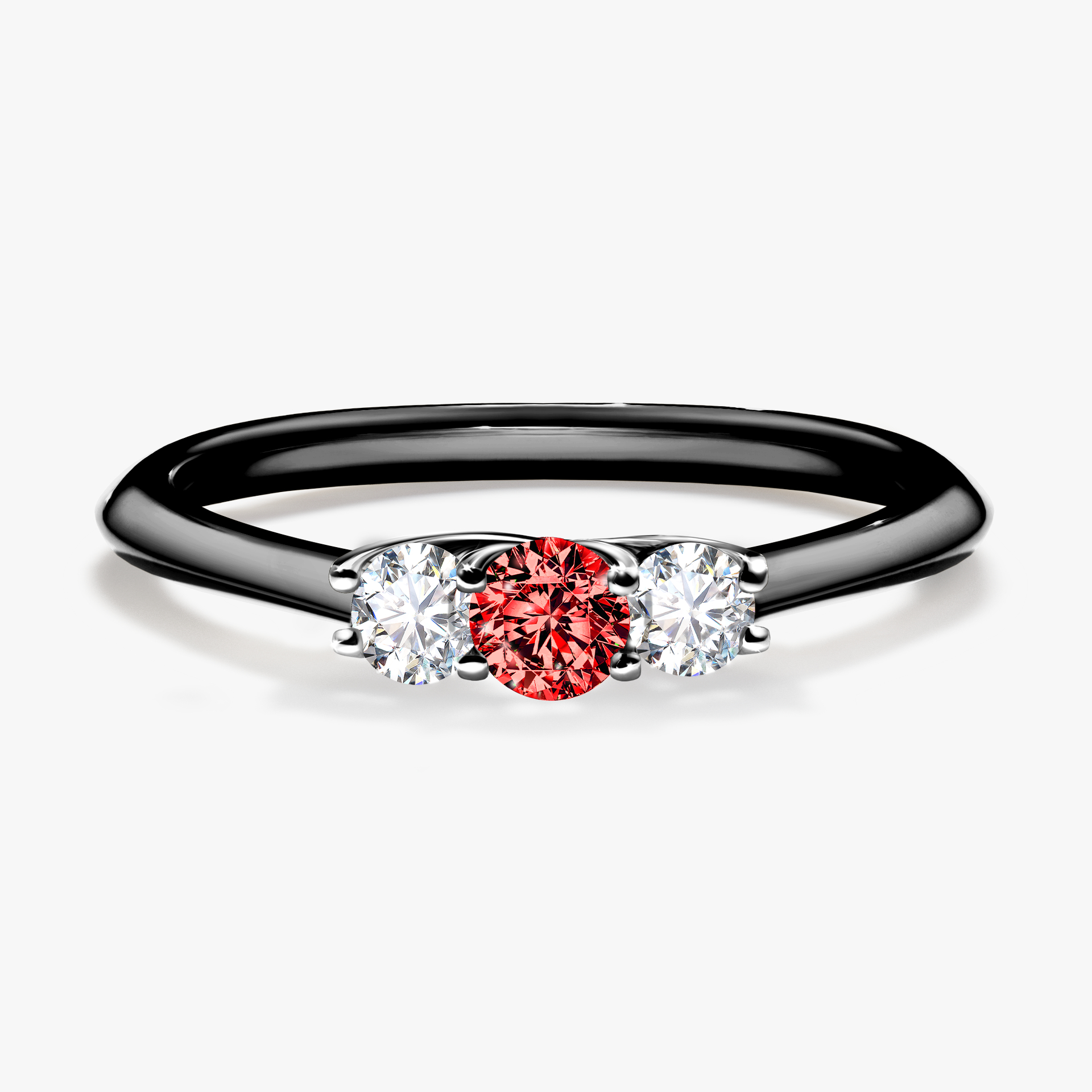 Pierścionek zaręczynowy My Honey z czarnego złota z czerwonym diamentem 0,16ct