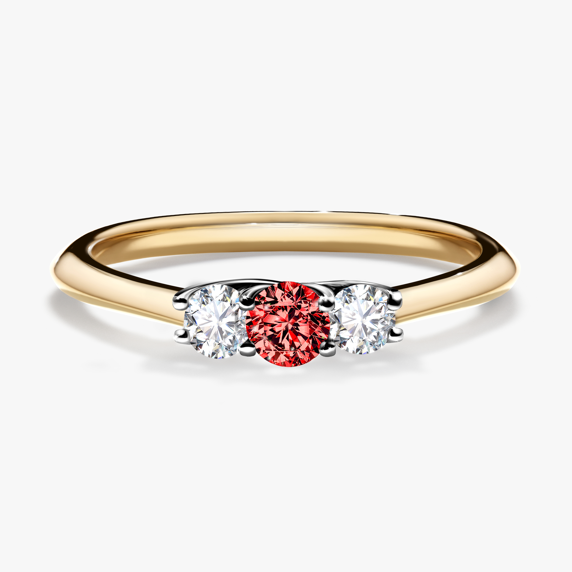 Pierścionek zaręczynowy My Honey z żółtego złota z czerwonym diamentem 0,16ct
