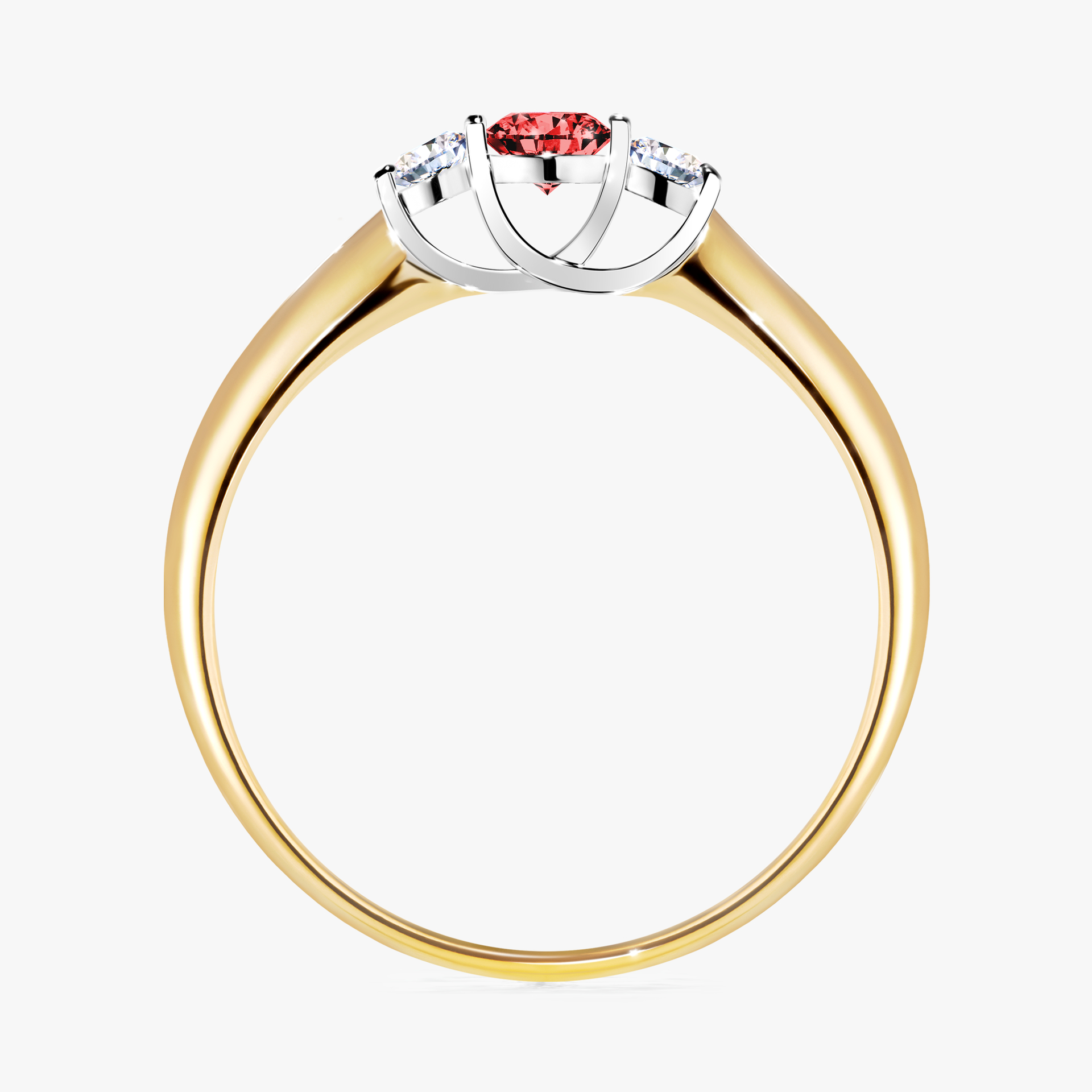 Pierścionek zaręczynowy My Honey z żółtego złota z czerwonym diamentem 0,16ct